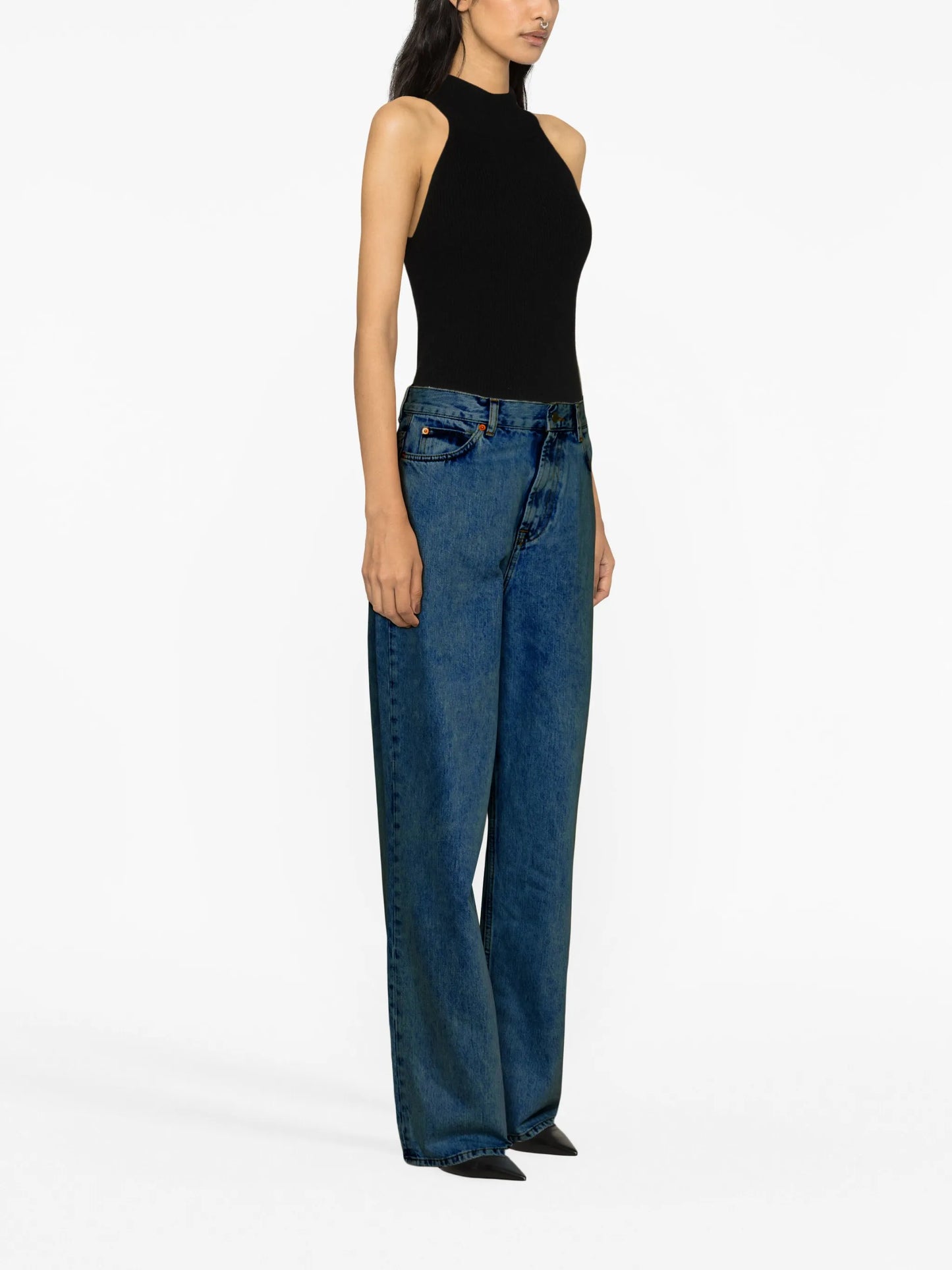 low-rise straight-leg jeans