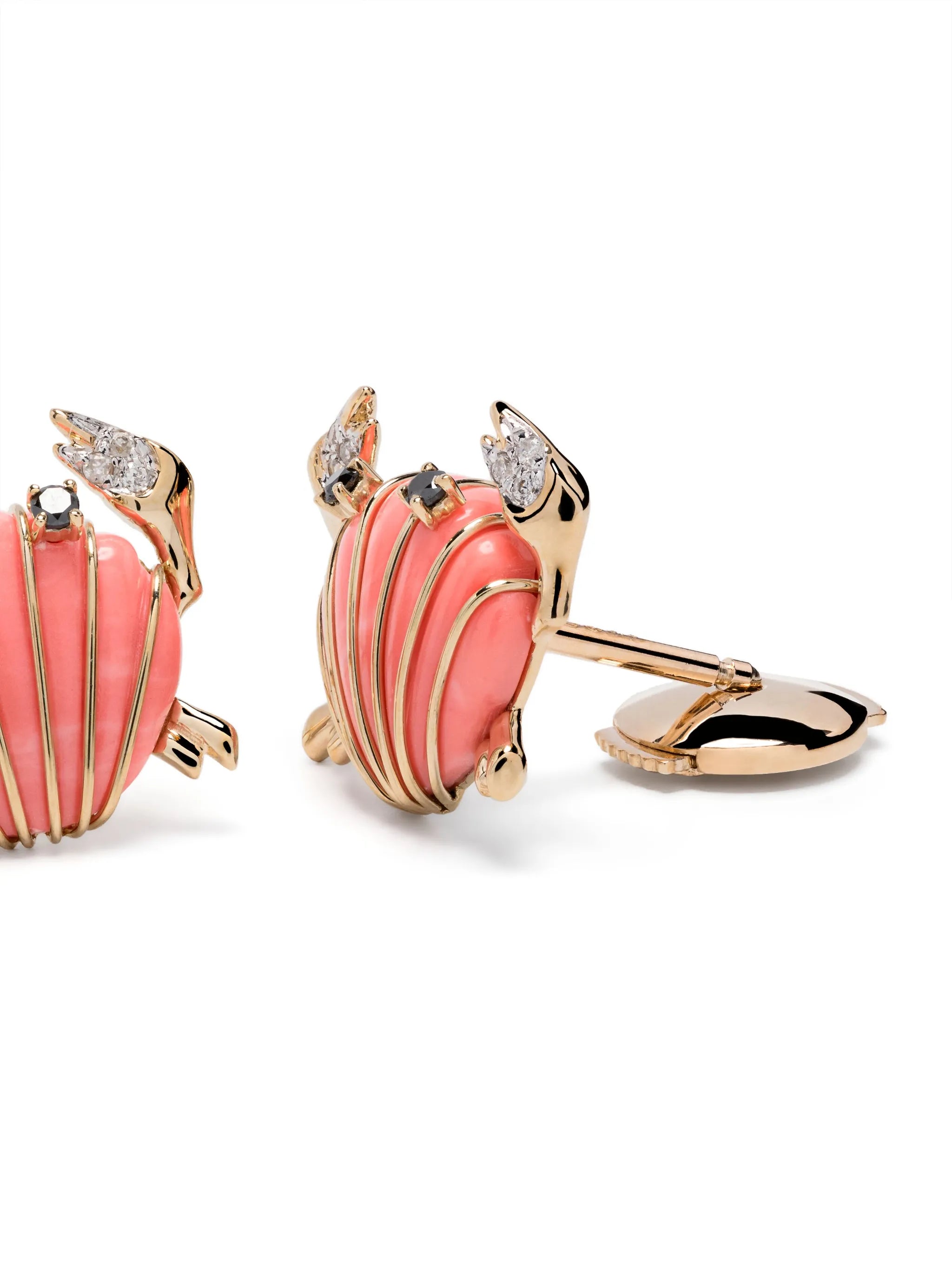 9kt gold Crab multi-stone earrings