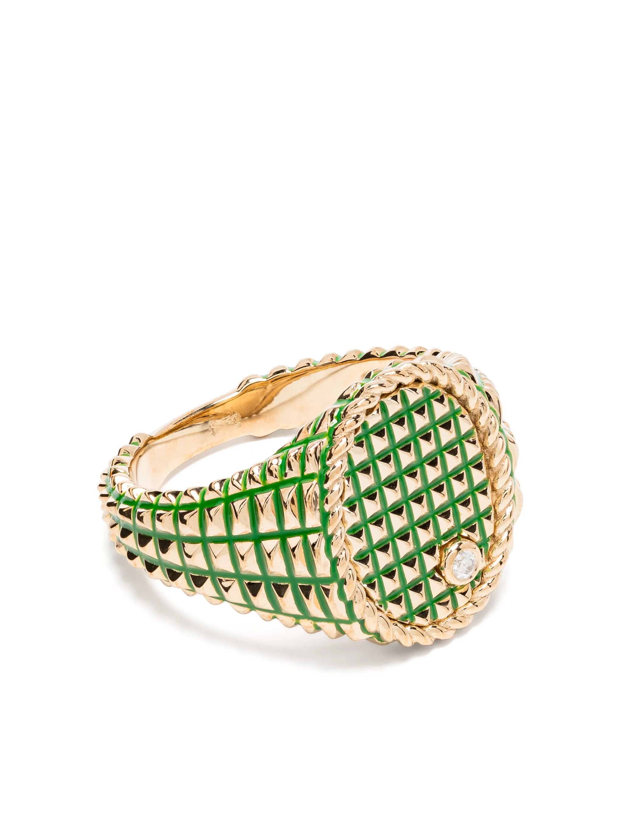 9kt yellow gold diamond signet ring