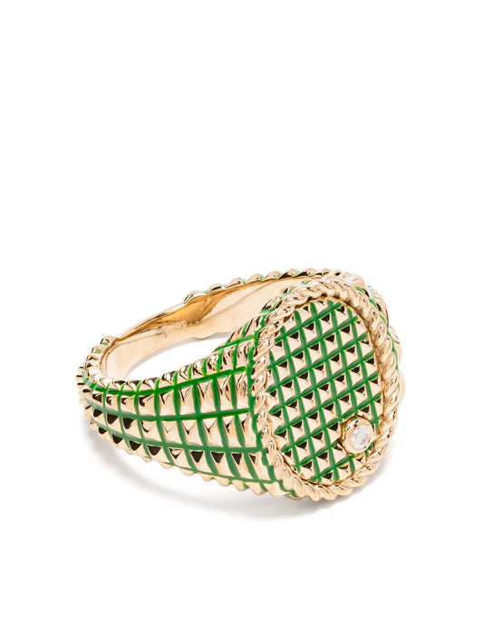 9kt yellow gold diamond signet ring