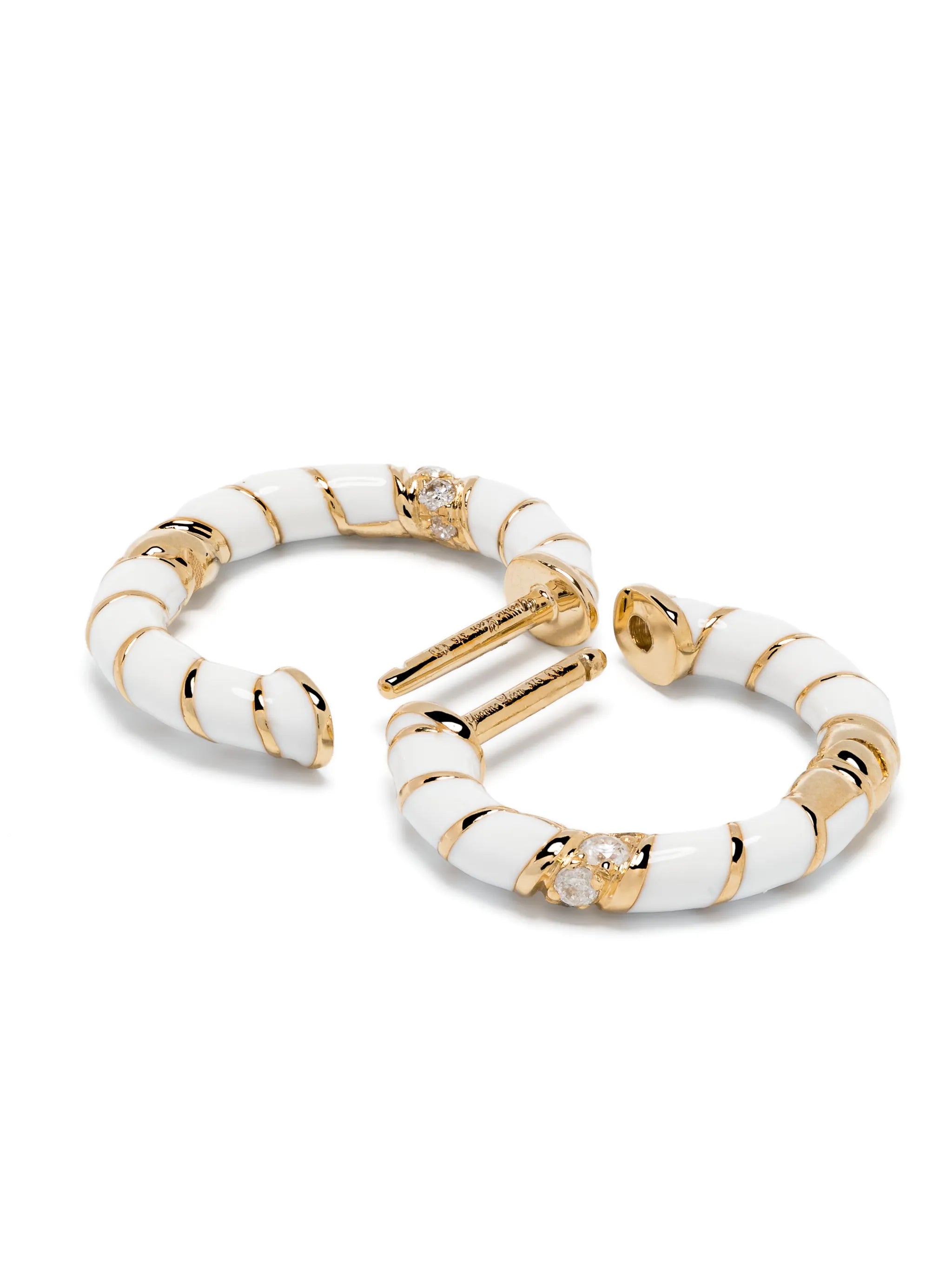 9kt yellow gold Paire De Créoles diamond hoop earrings