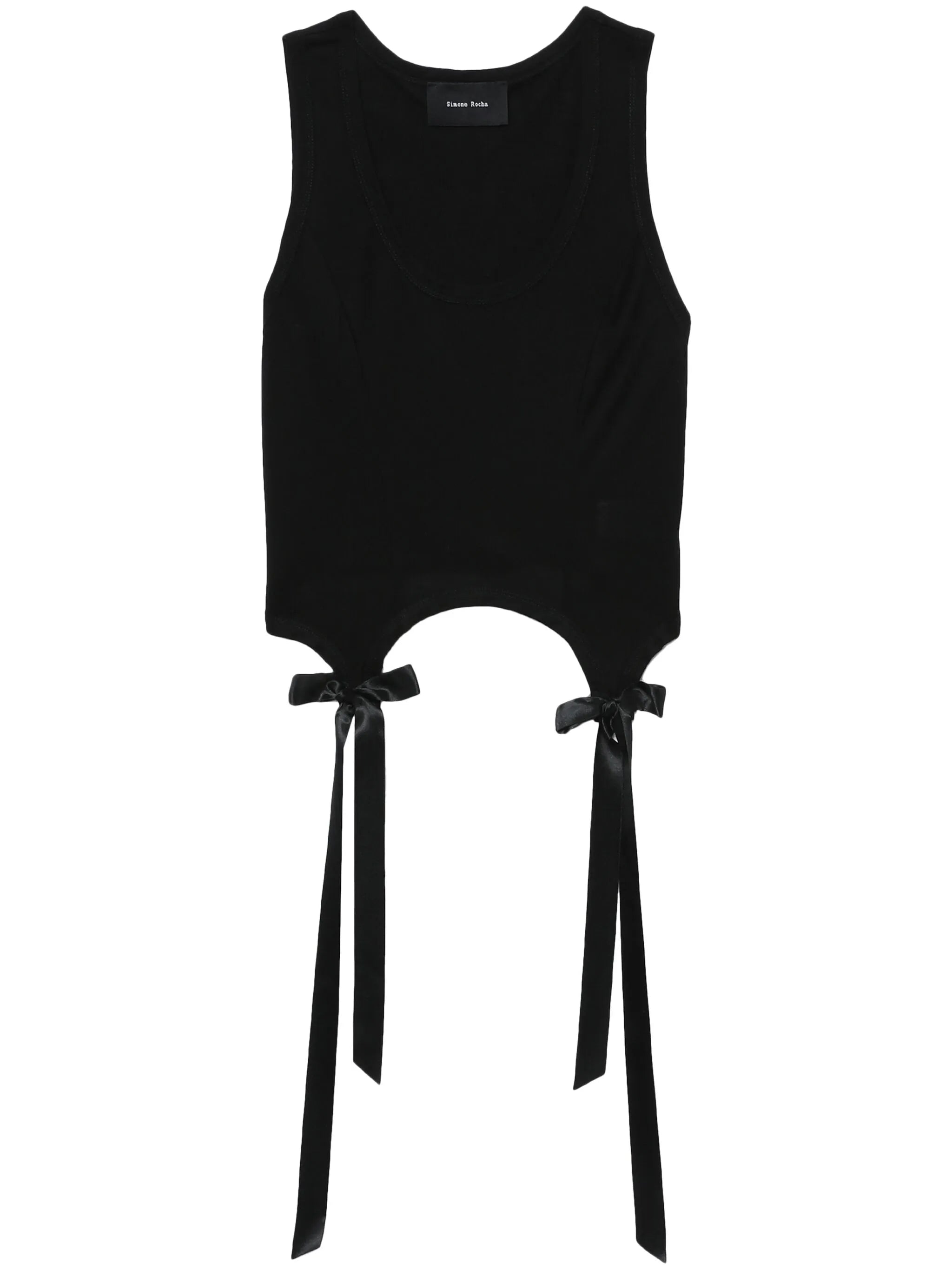 bow and ribbon-detail cotton vest