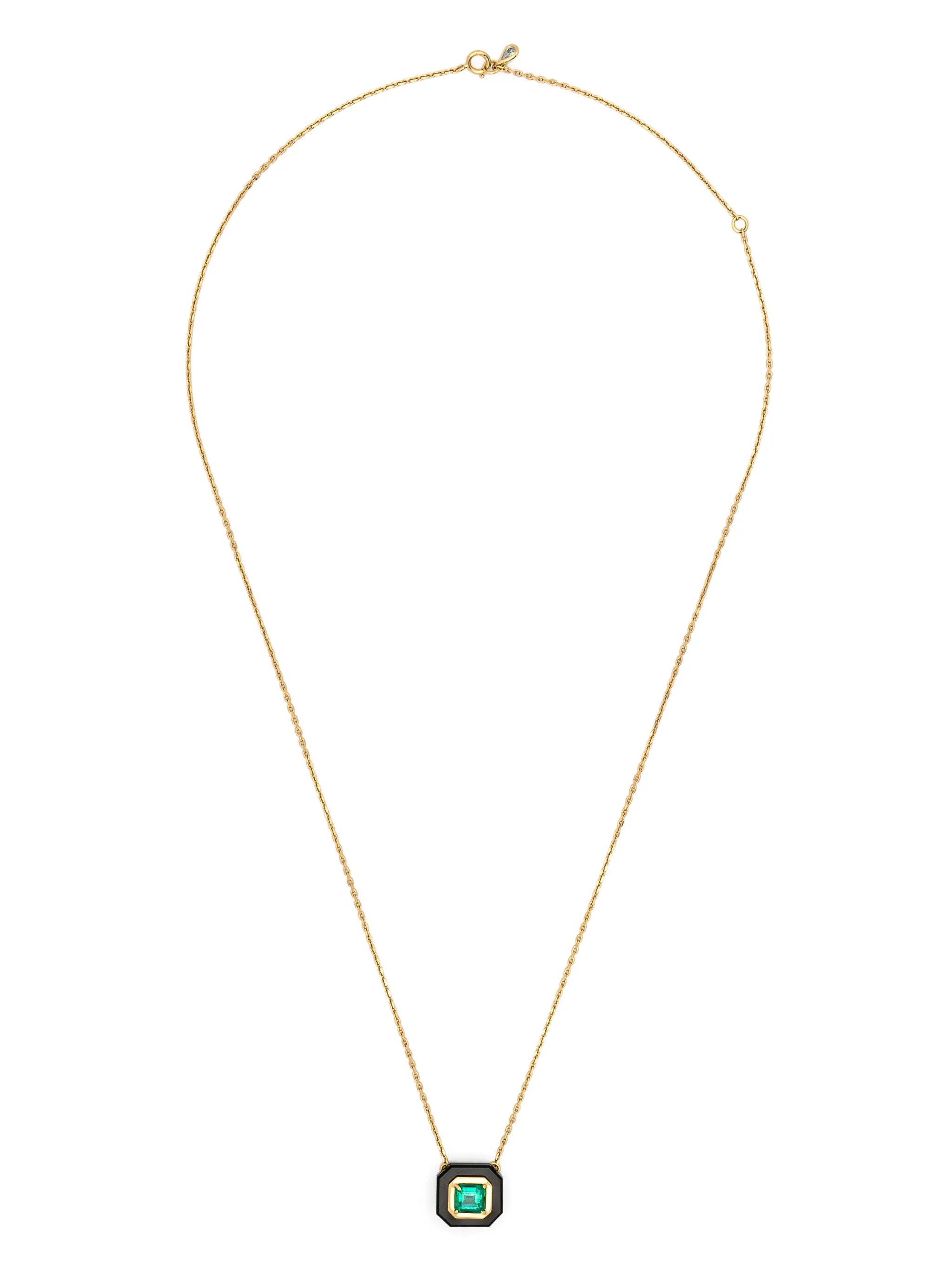 18kt yellow gold Frame multi-stone necklace