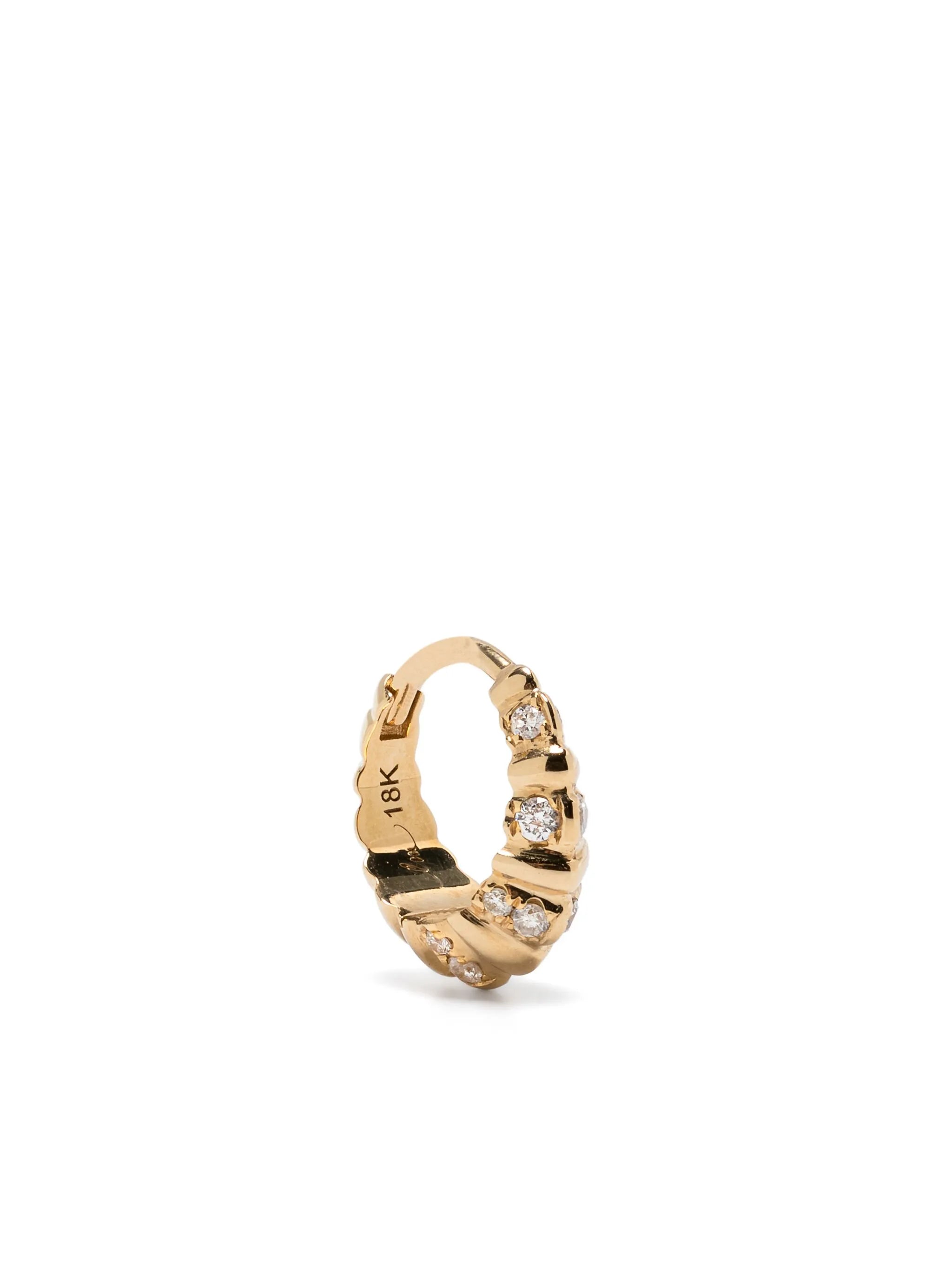 18kt yellow gold mini Crescent diamond single earring