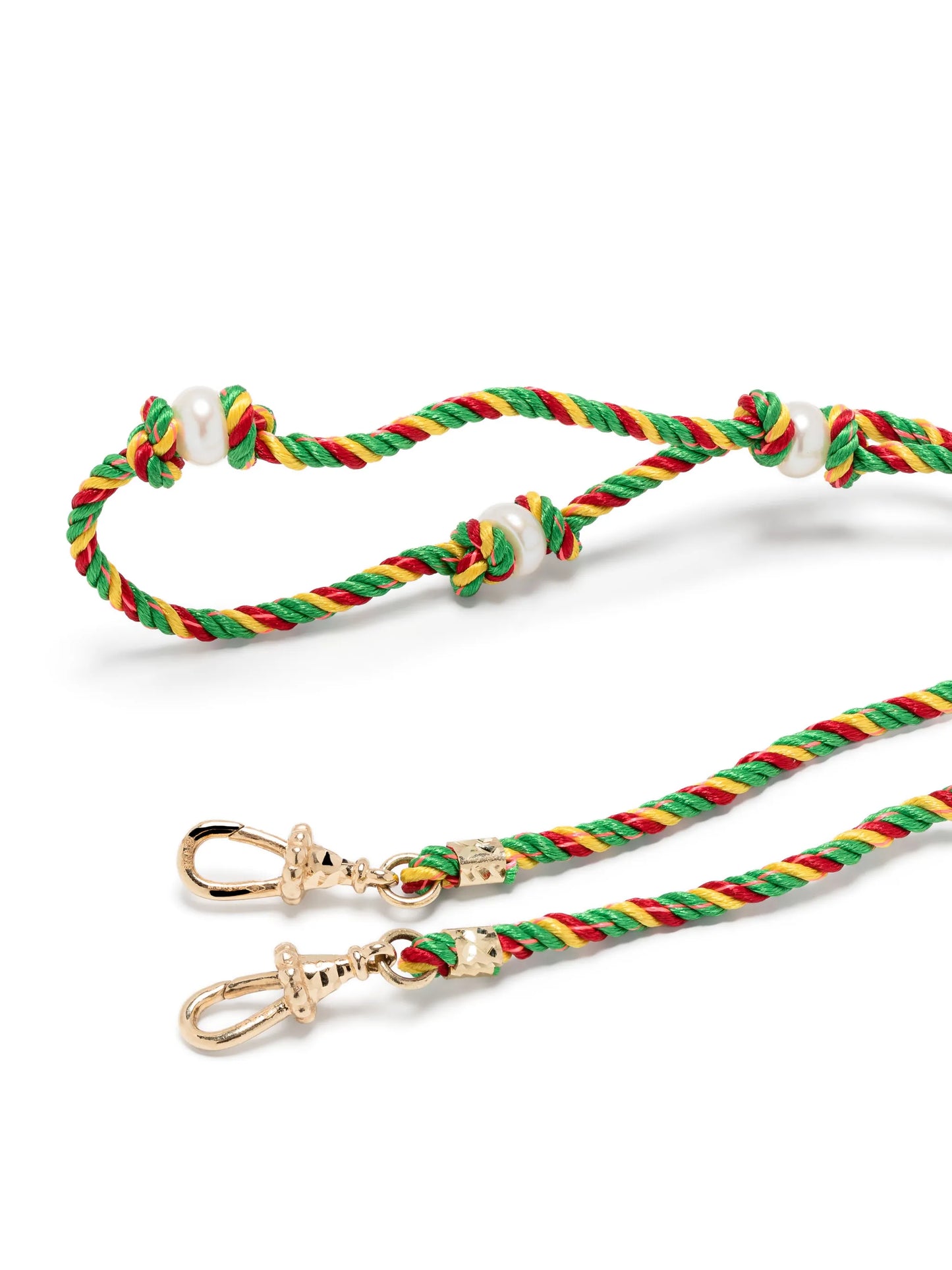 14kt yellow gold Mauli Silky Rasta braided necklace