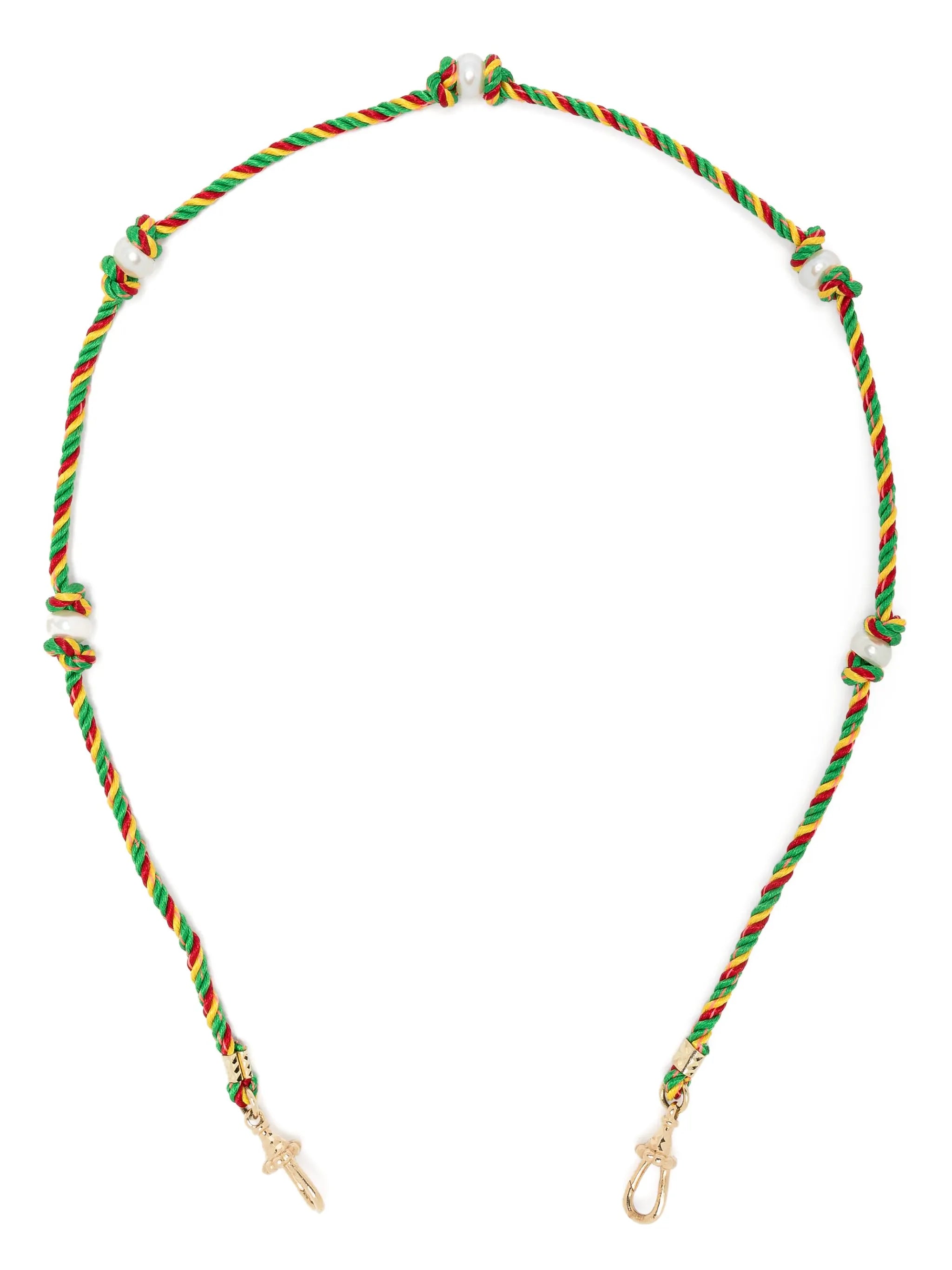 14kt yellow gold Mauli Silky Rasta braided necklace