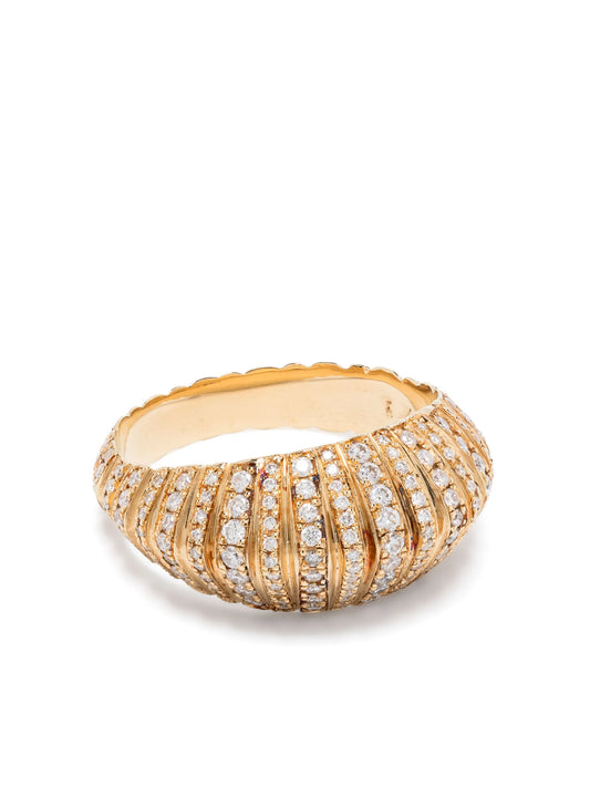18kt yellow gold XL Fluted Crescent diamond ring
