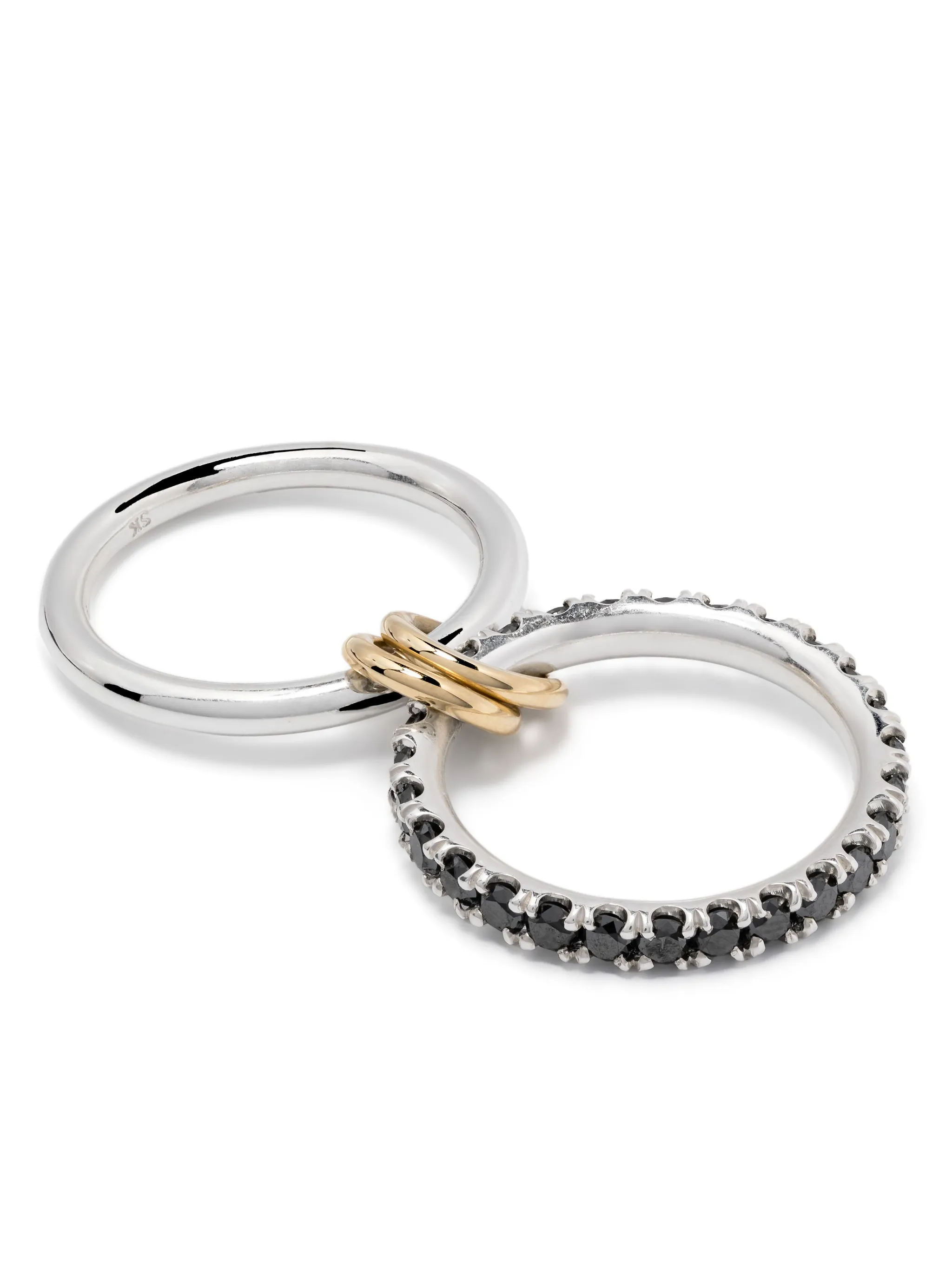 18kt yellow gold Enzo SG Noir diamond linked rings