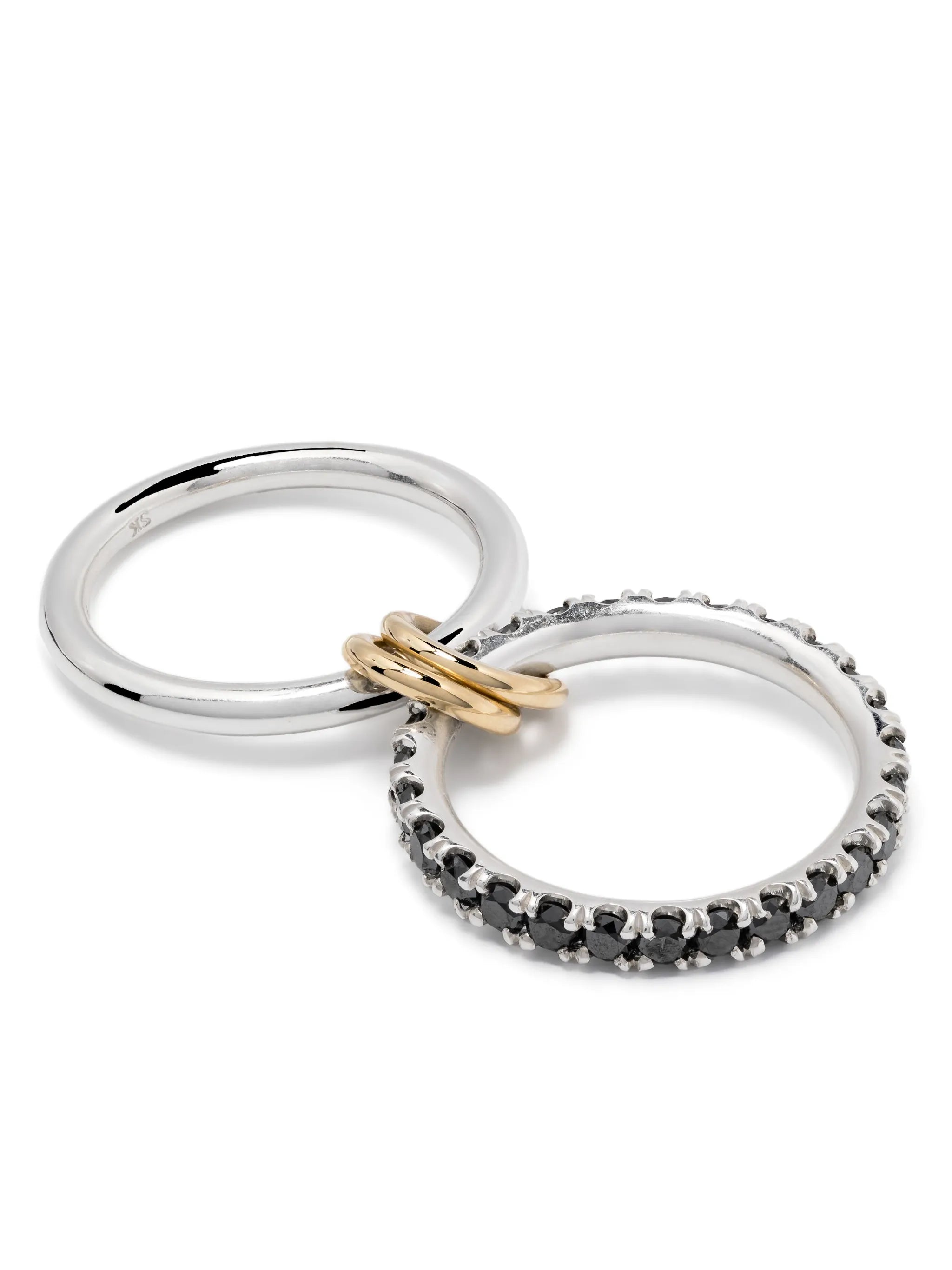 18kt yellow gold Enzo SG Noir diamond linked rings