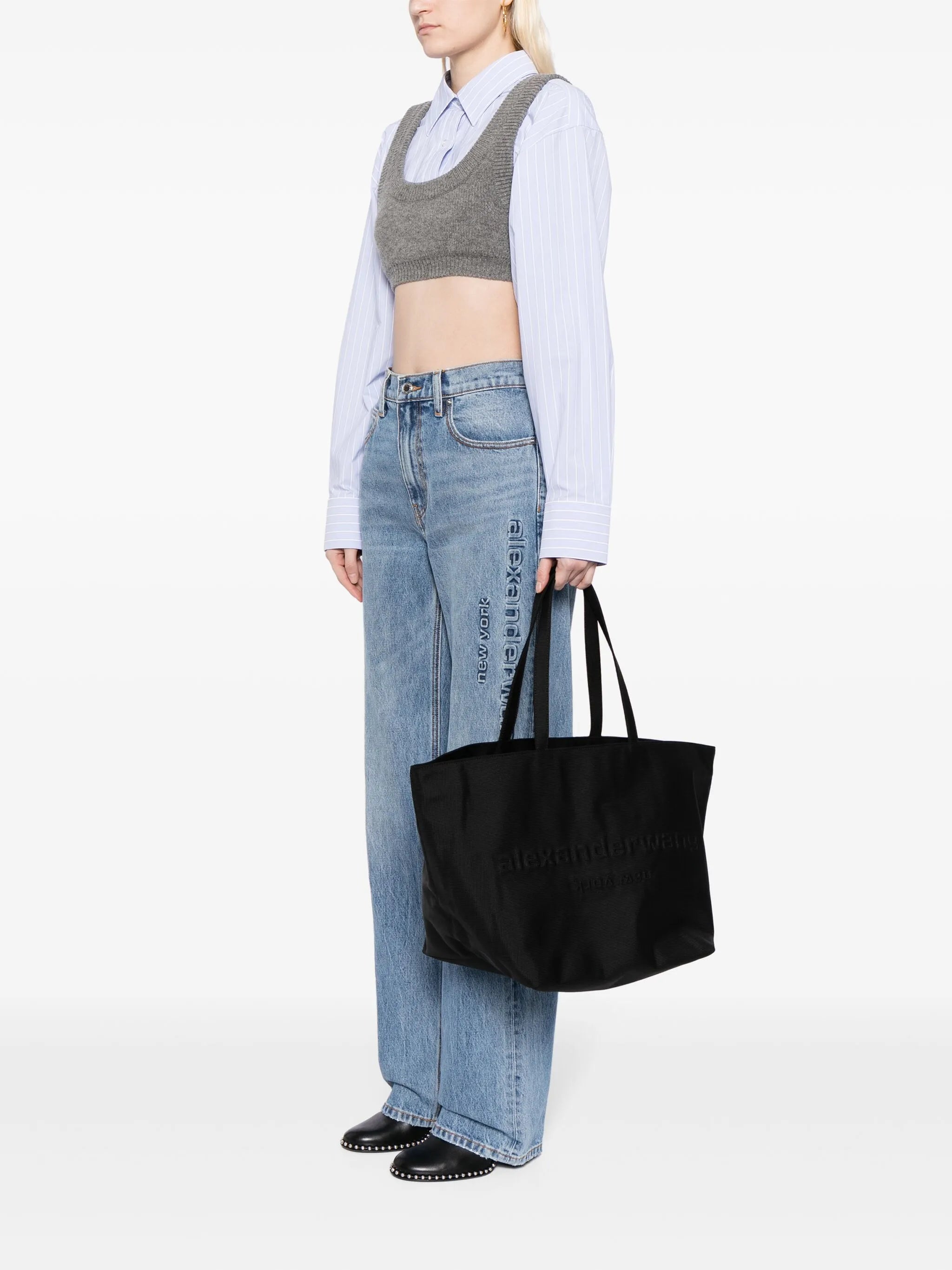 Punch logo-embossed tote bag