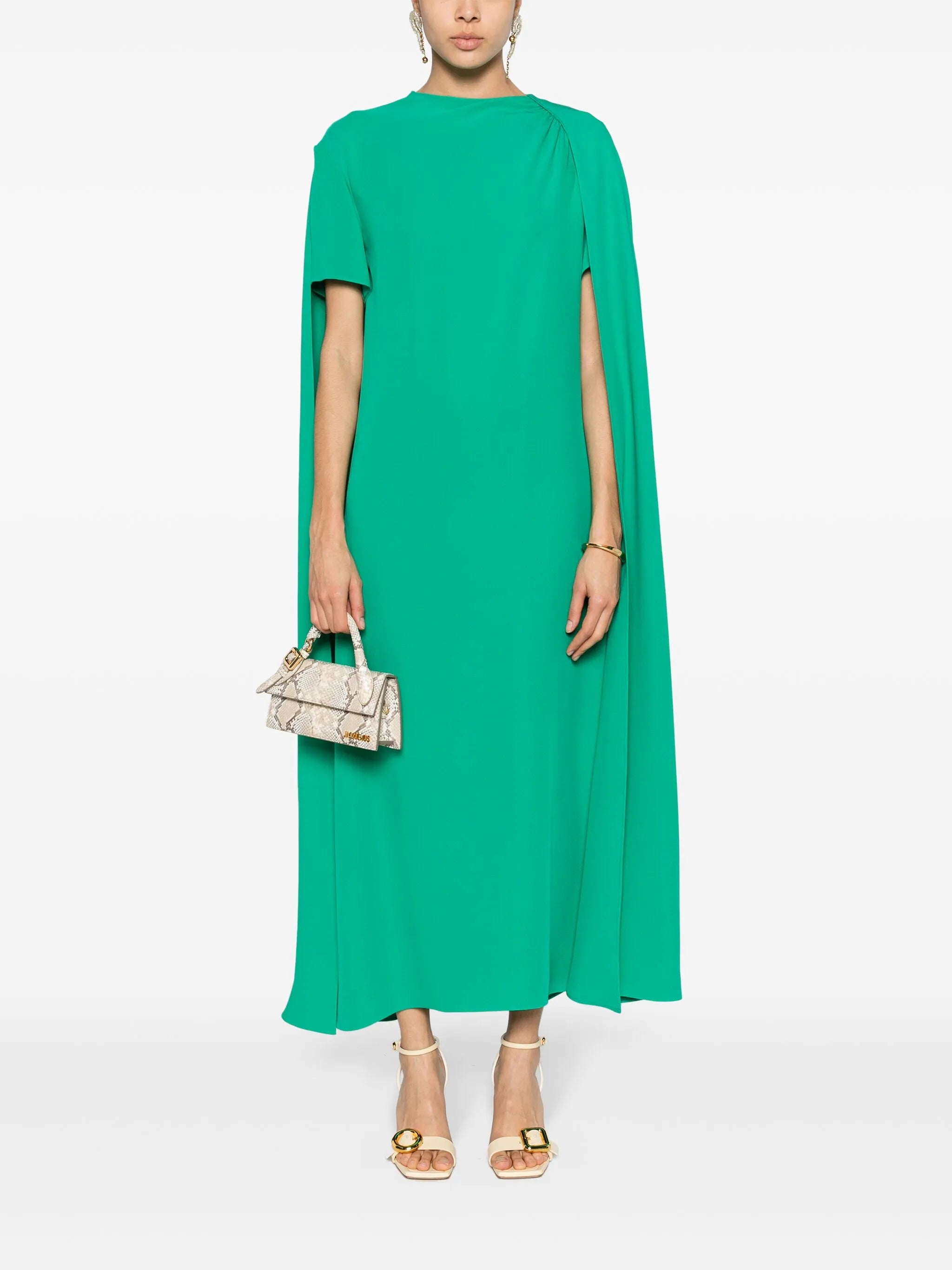 cape-detail cady maxi dress