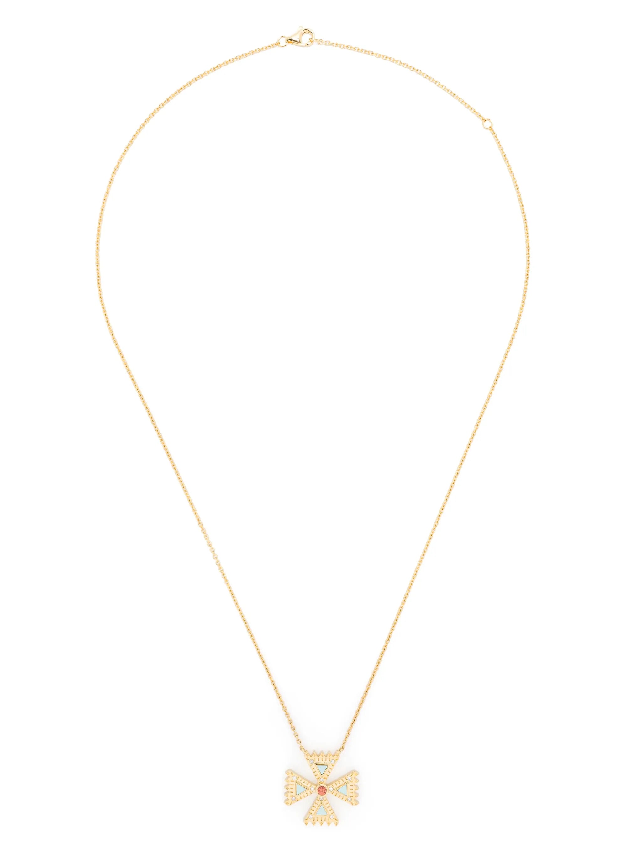 18kt yellow gold Crux Mini diamond pendant necklace