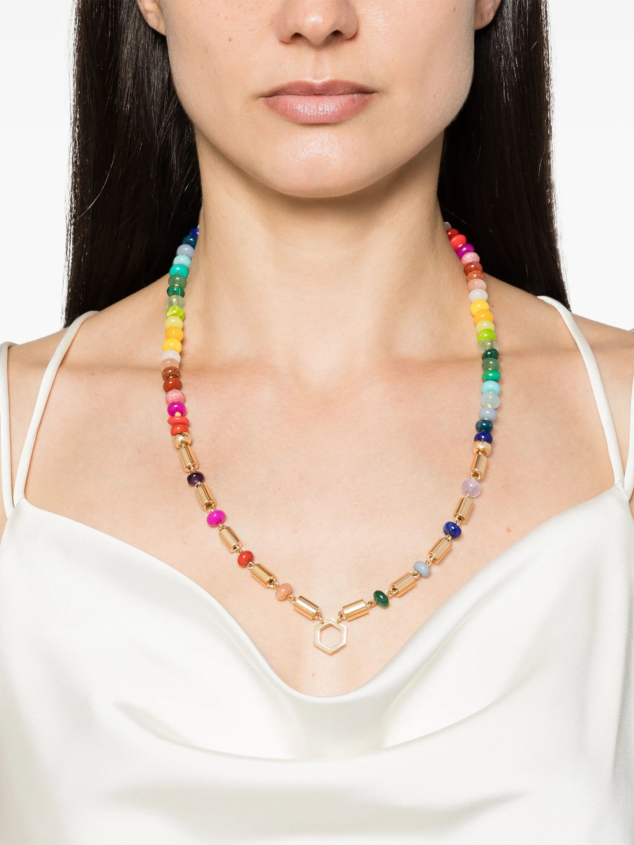 18kt yellow gold  Baht and Bead Foundation multi-stone necklace