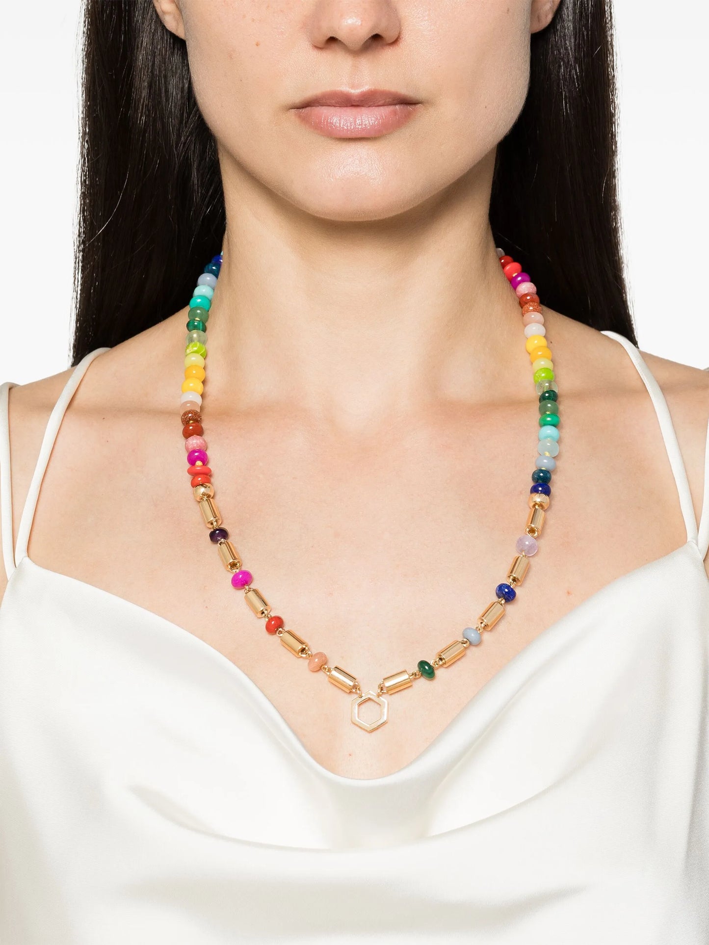 18kt yellow gold  Baht and Bead Foundation multi-stone necklace