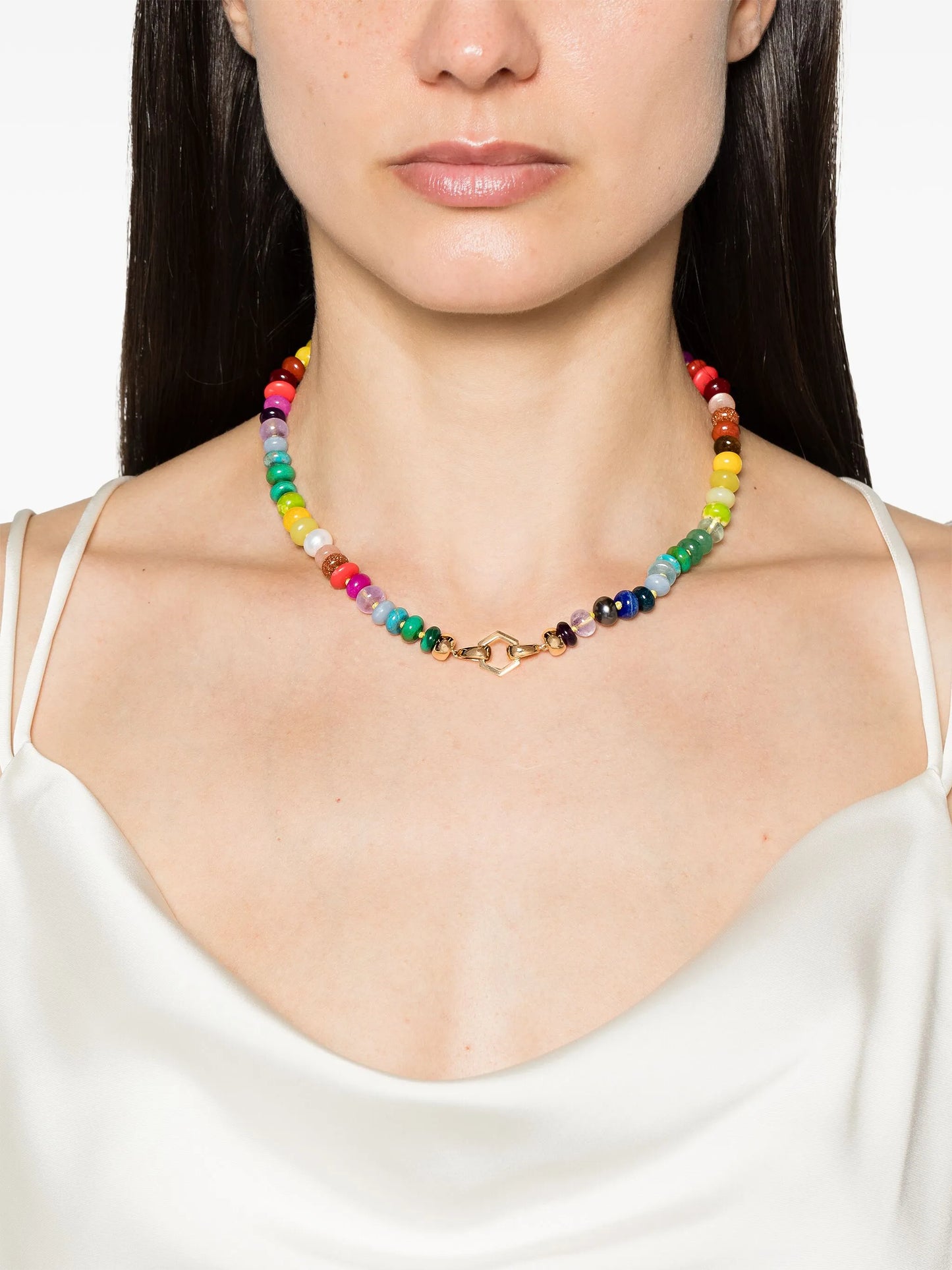 18kt yellow gold Rainbow Foundation multi-stone necklace