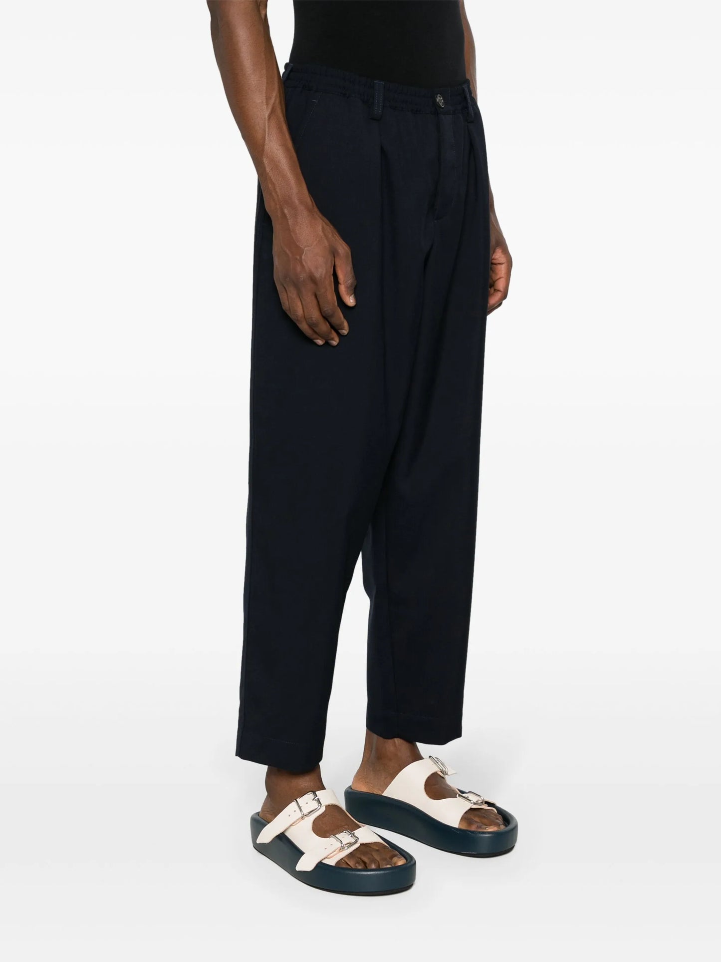 pleated cropped trousers