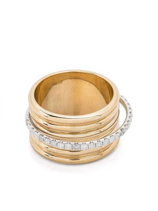 9kt yellow and white gold Bague Semainier diamond ring