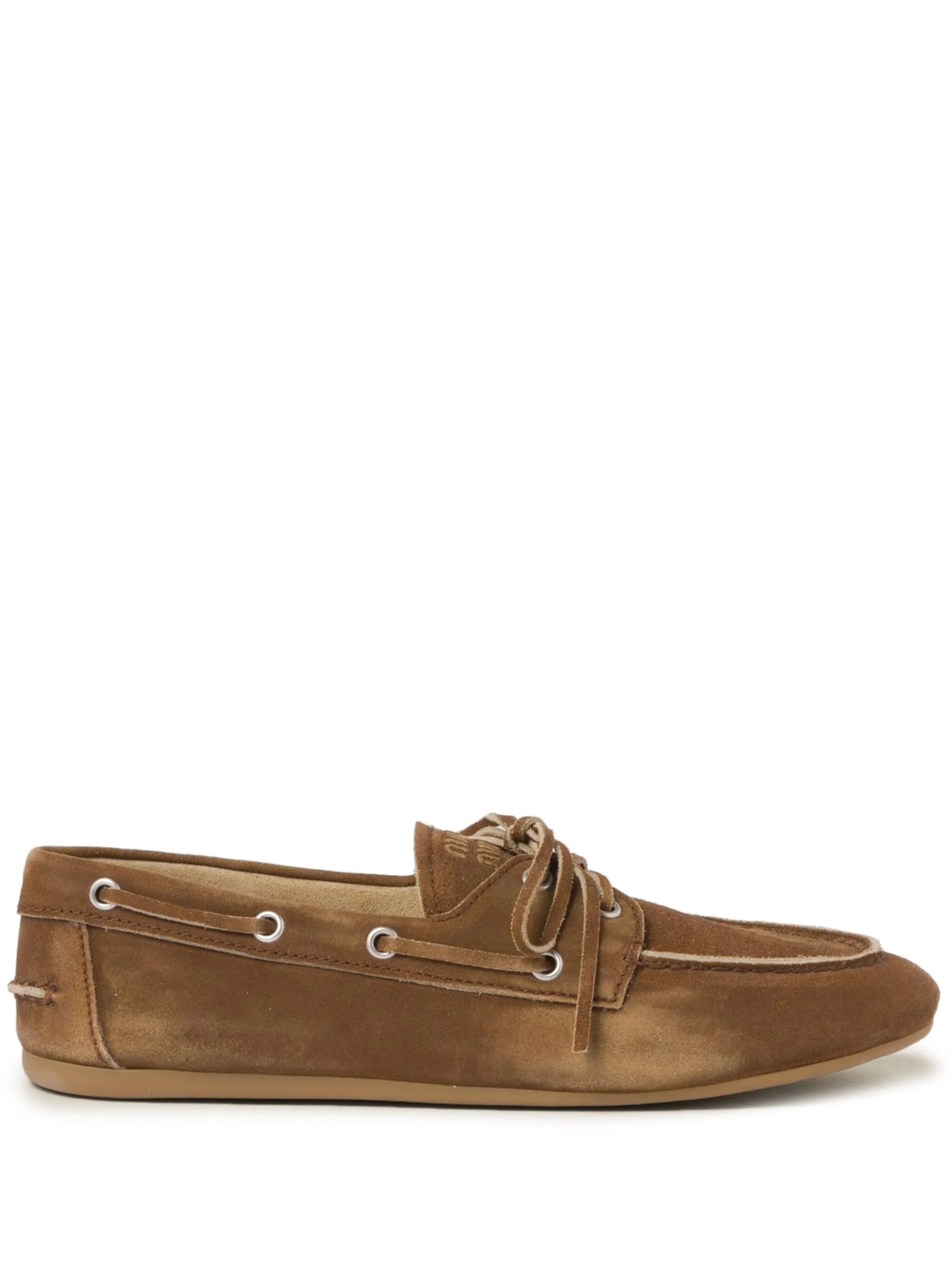 logo-embossed suede loafers