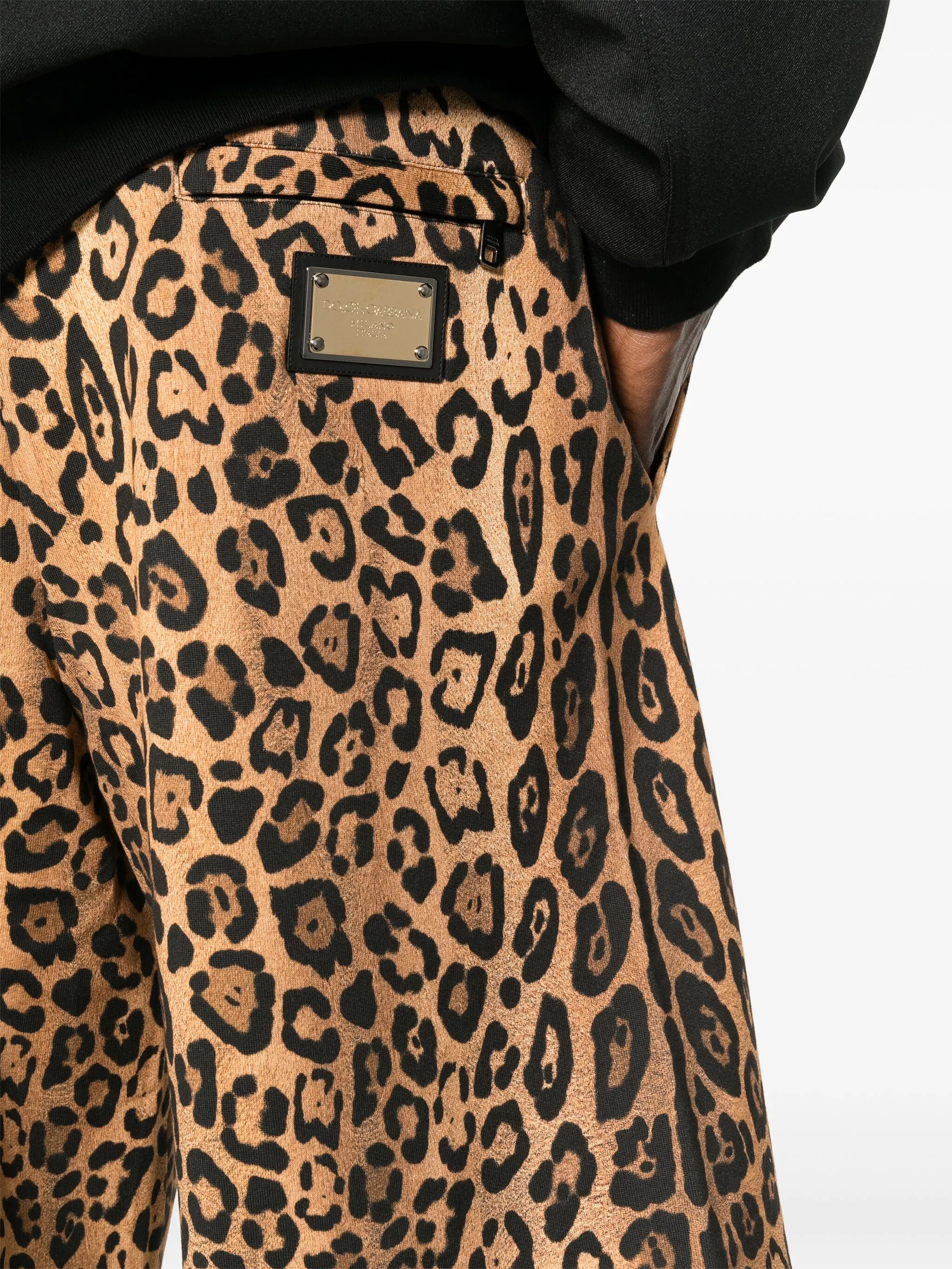 cheetah-print track shorts