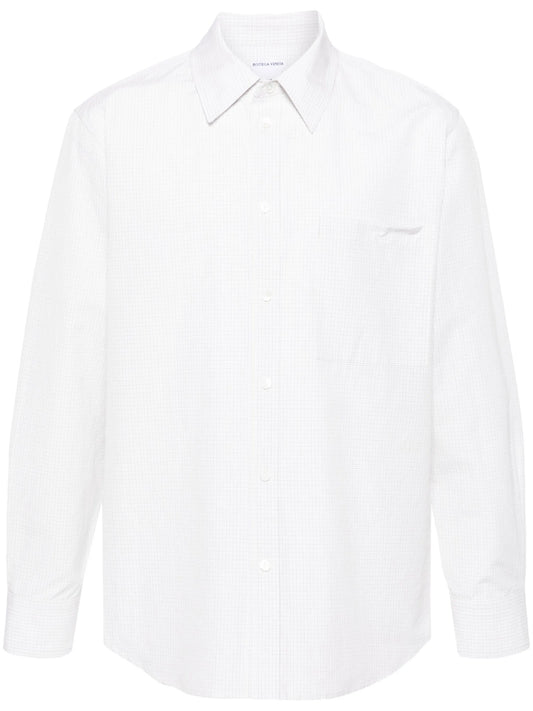 checked straight-collar shirt