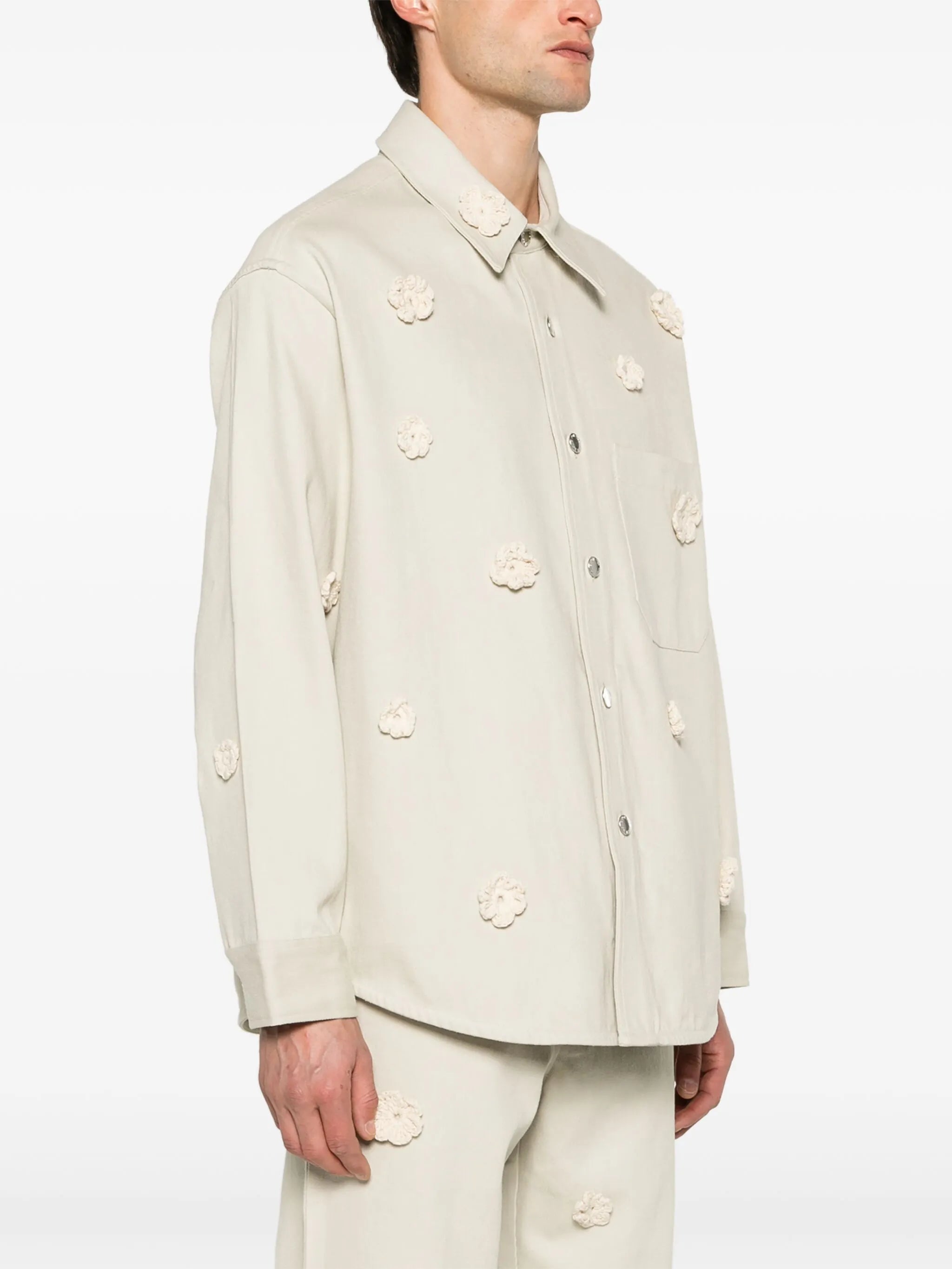 Daisy appliqué shirt jacket