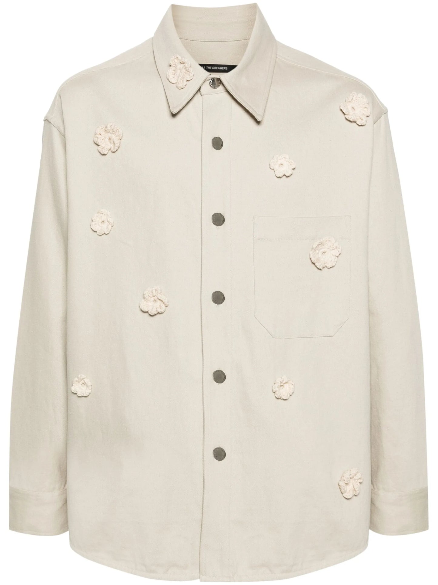 Daisy appliqué shirt jacket