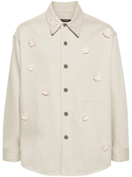 Daisy appliqué shirt jacket