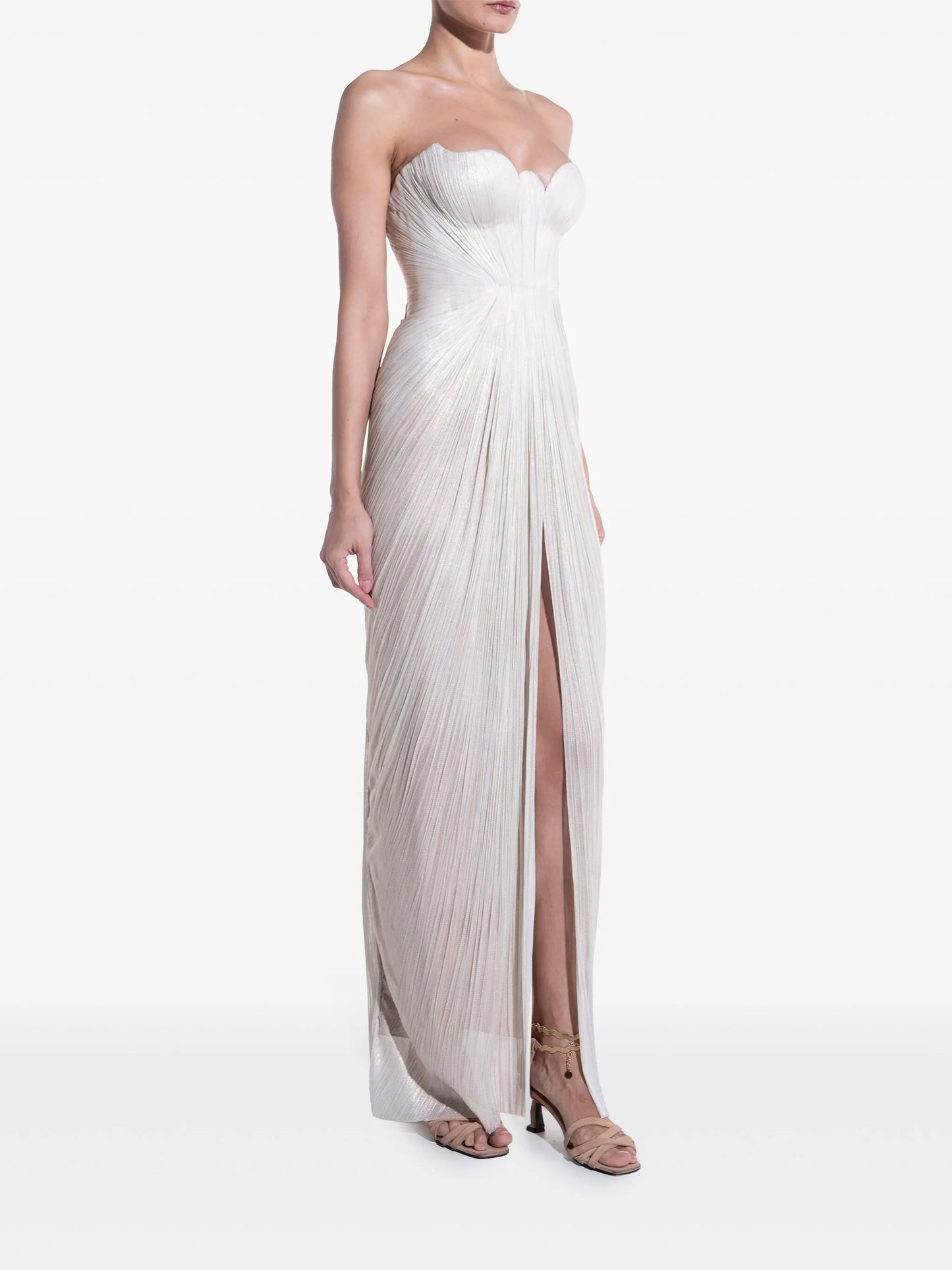 Jasleen strapeless pleated gown
