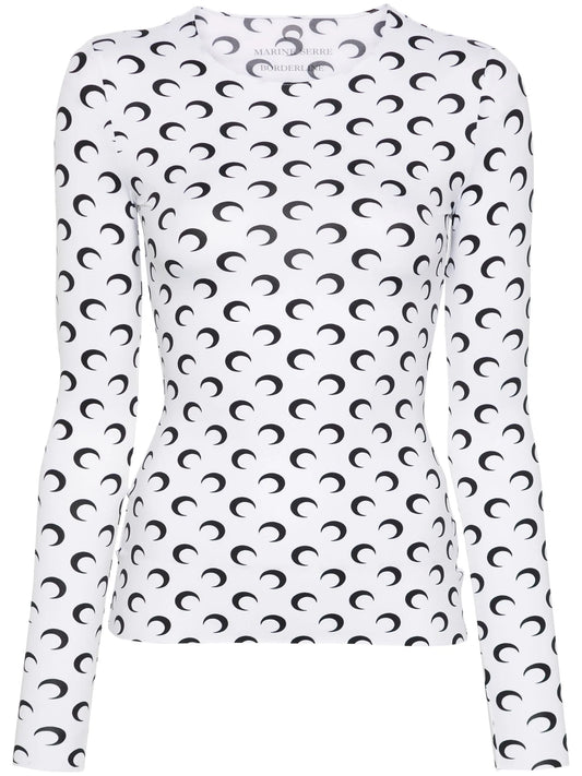 Moon-print crew-neck top