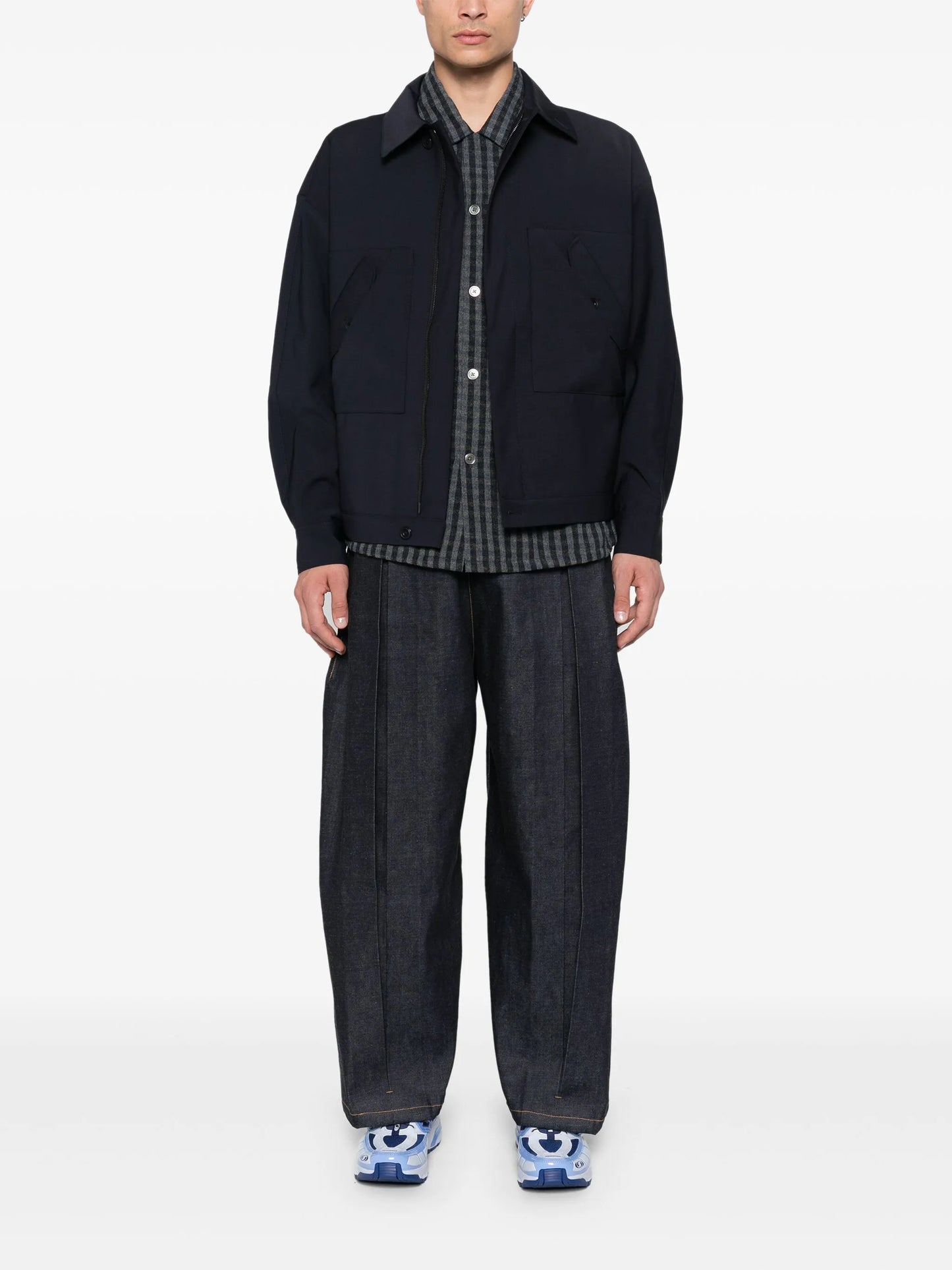 inverted-pleat jeans
