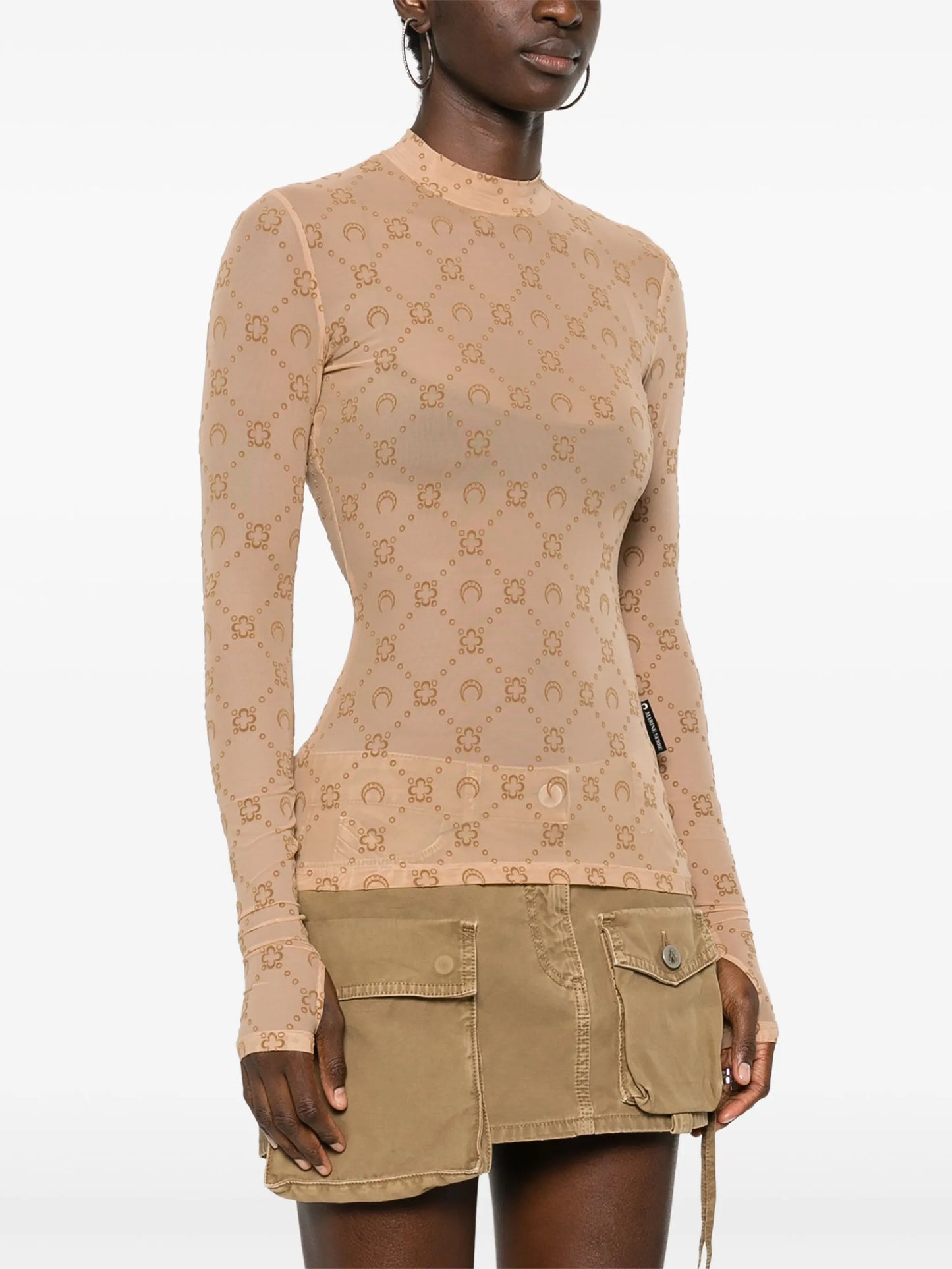 mock-neck logo-pattern top