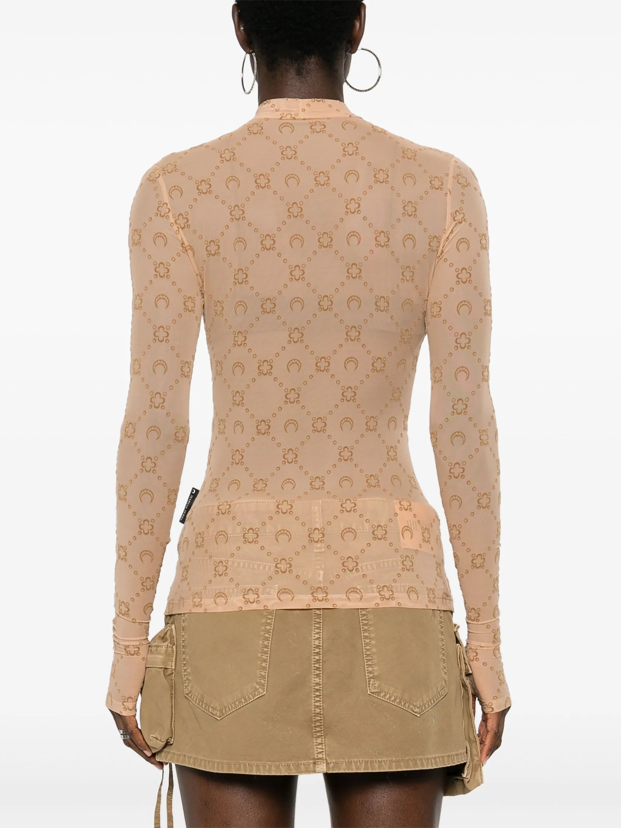 mock-neck logo-pattern top