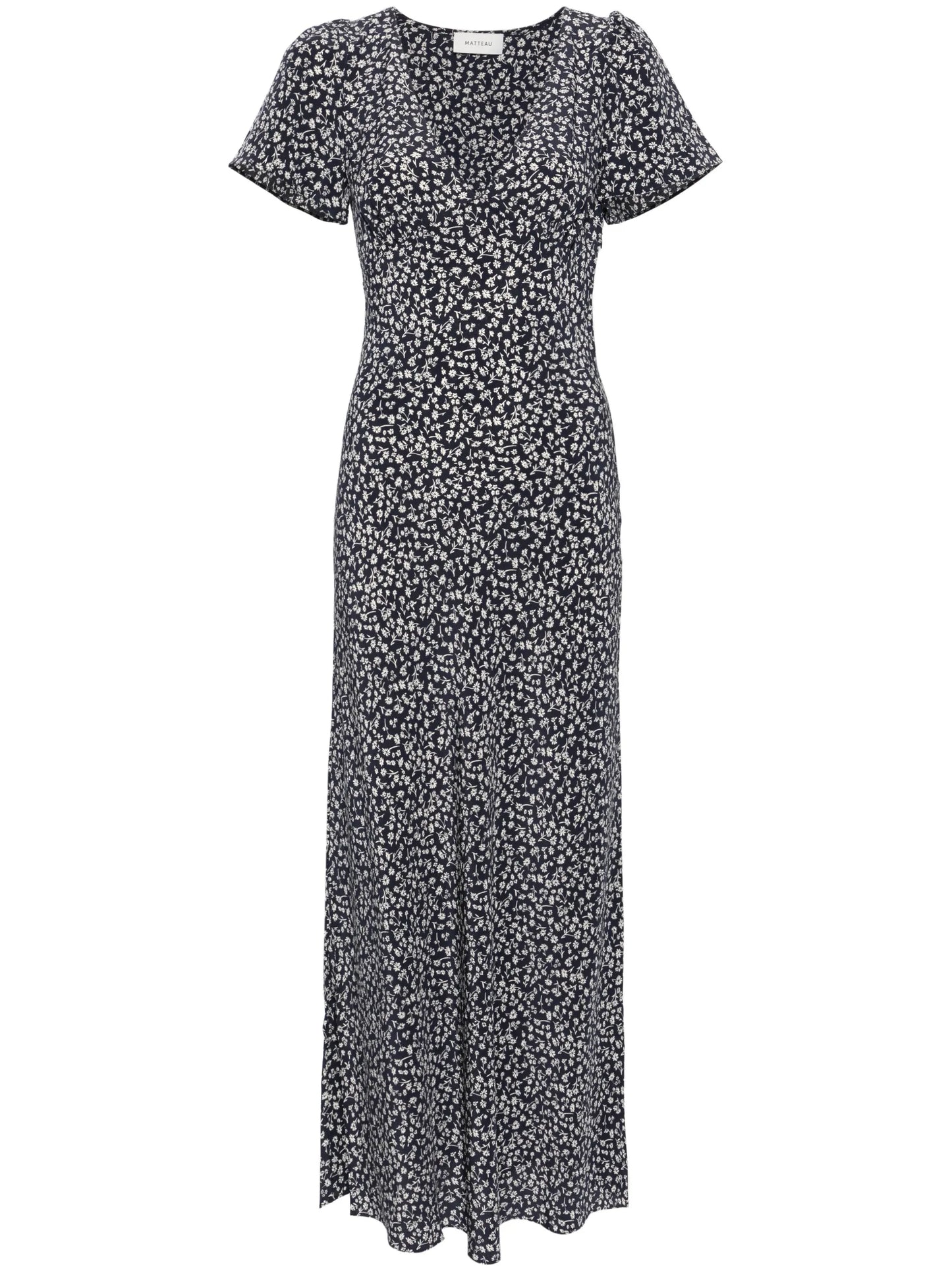 dandelion-print silk maxi dress