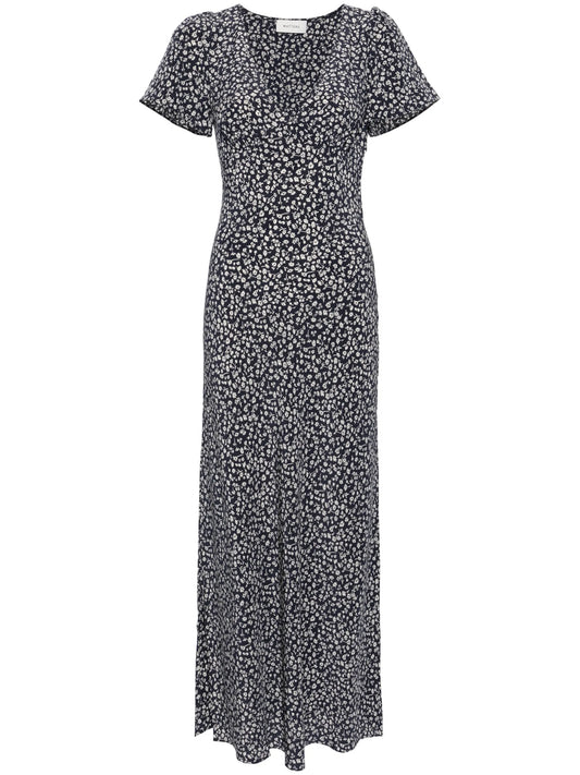 dandelion-print silk maxi dress