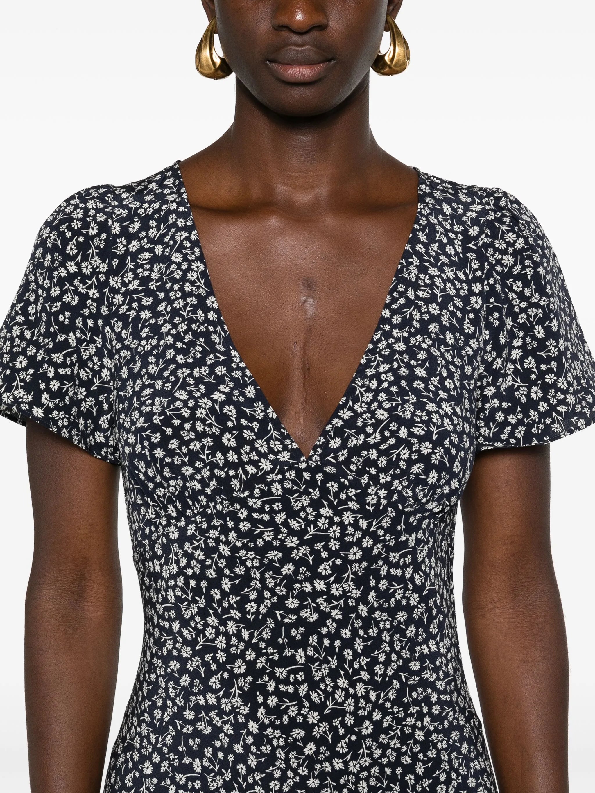 dandelion-print silk maxi dress