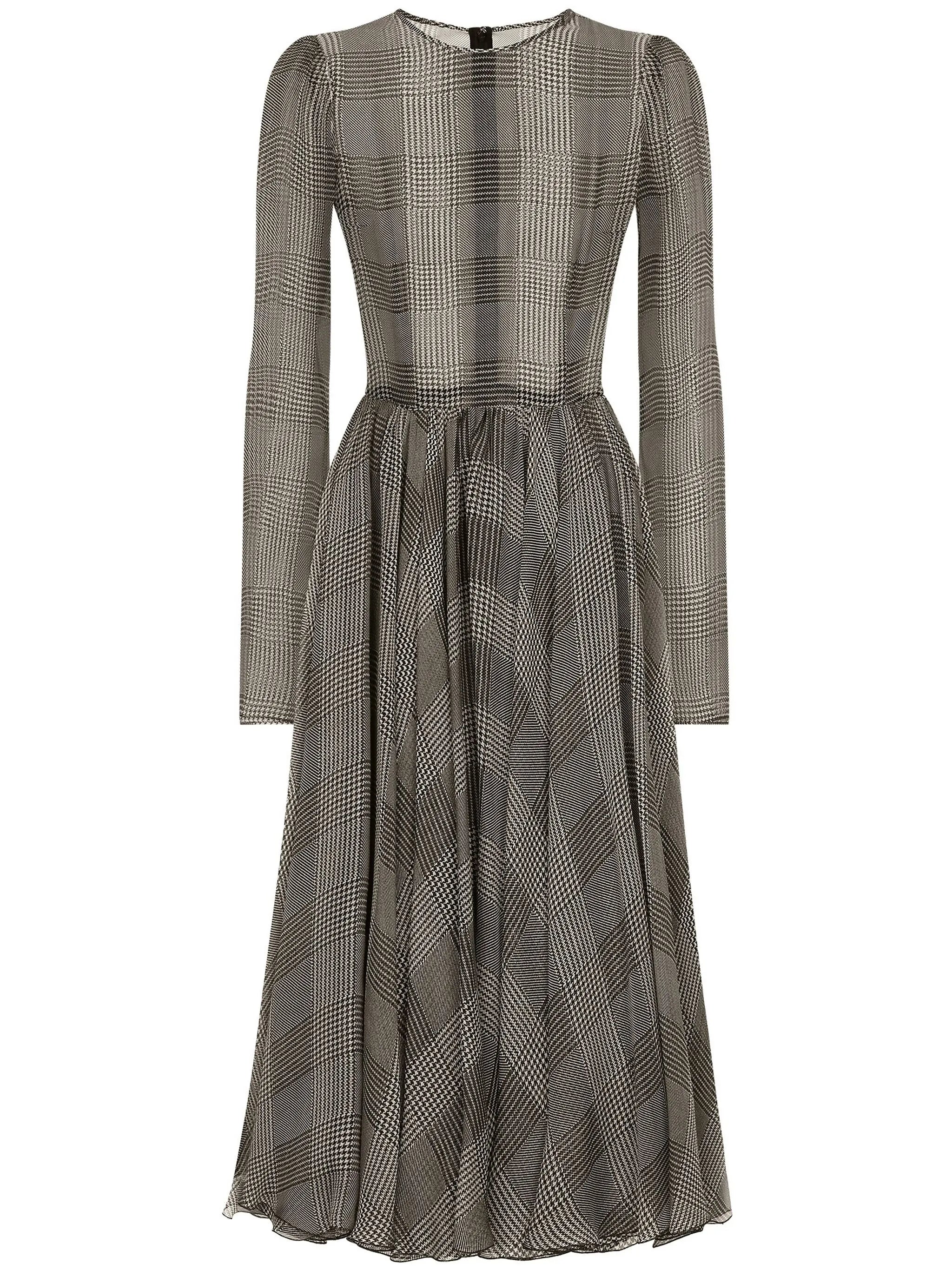 check-pattern midi dress