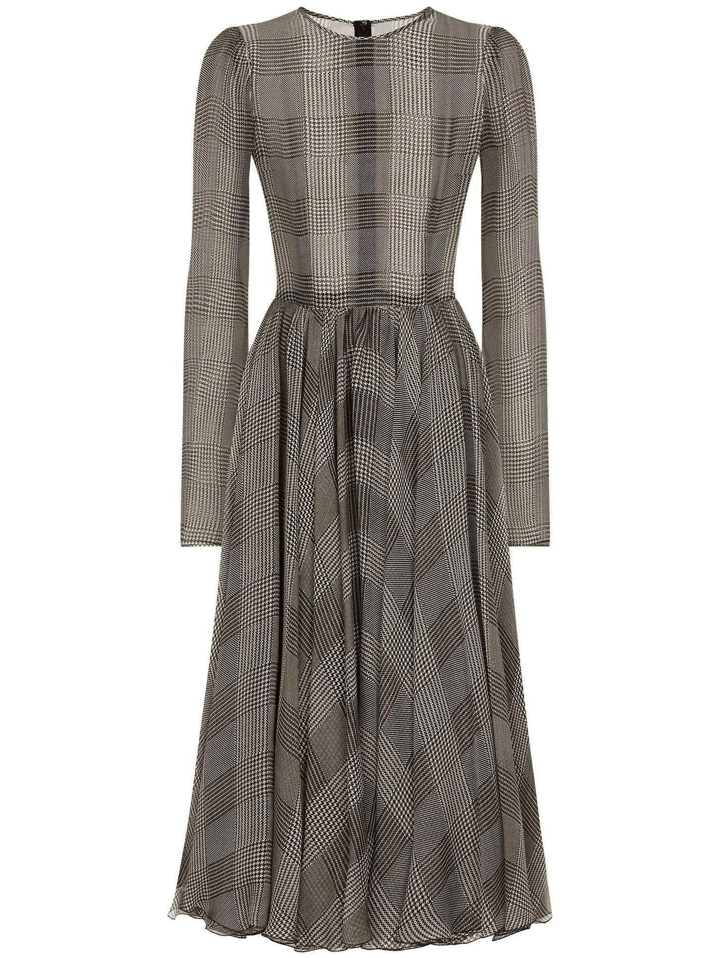 check-pattern midi dress