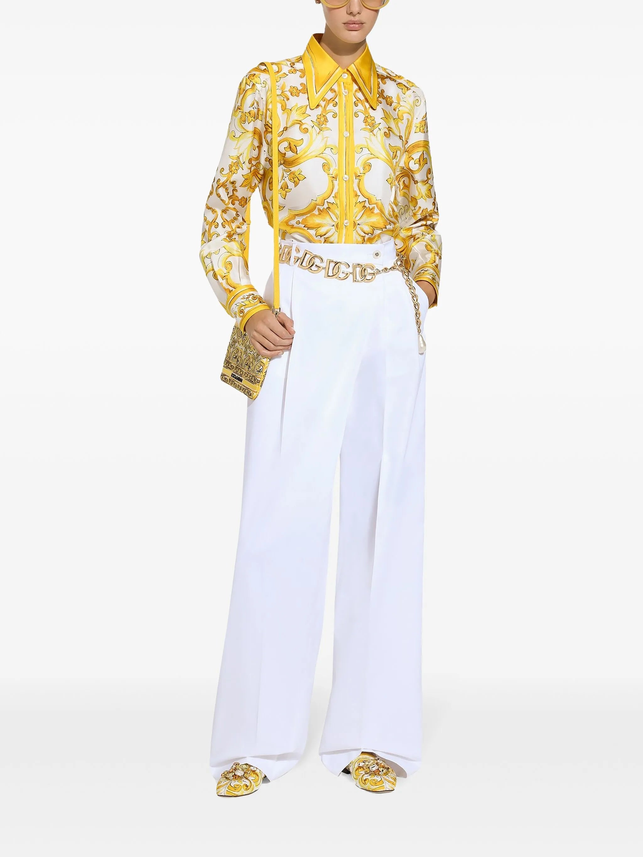 high-waist flared trousers