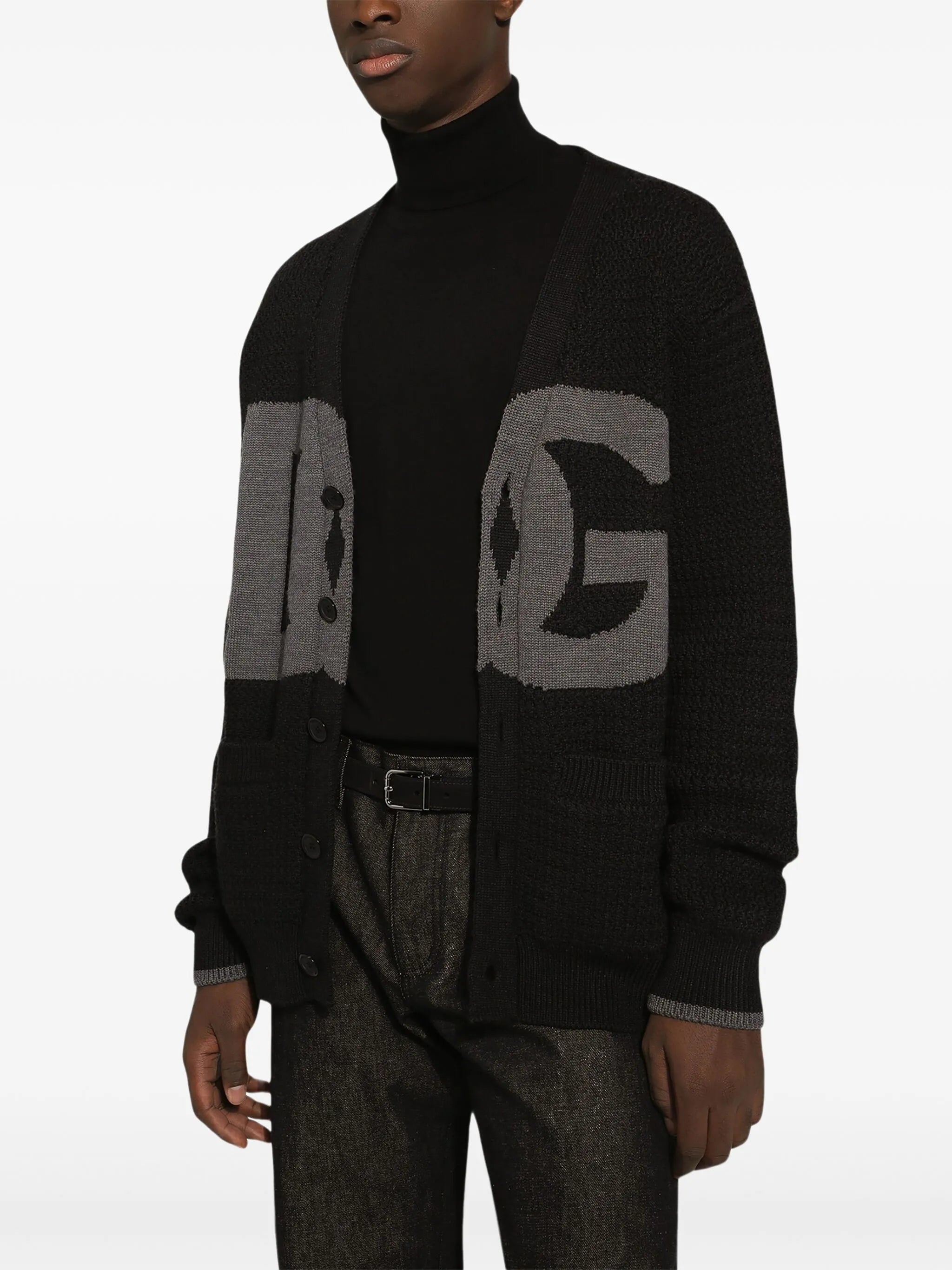 logo-intarsia cardigan