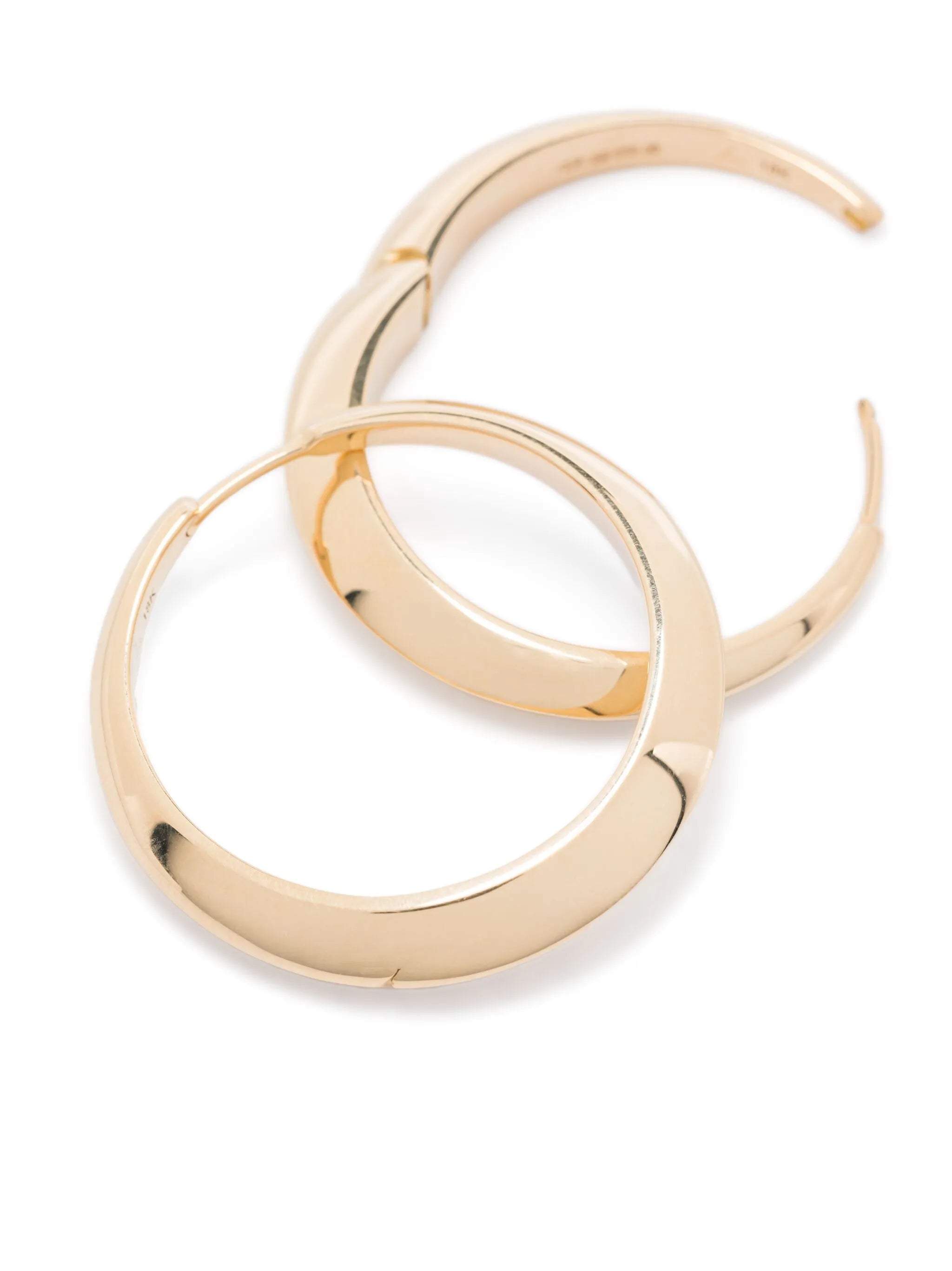 18CT yellow gold XL thin crescent hoop earrings