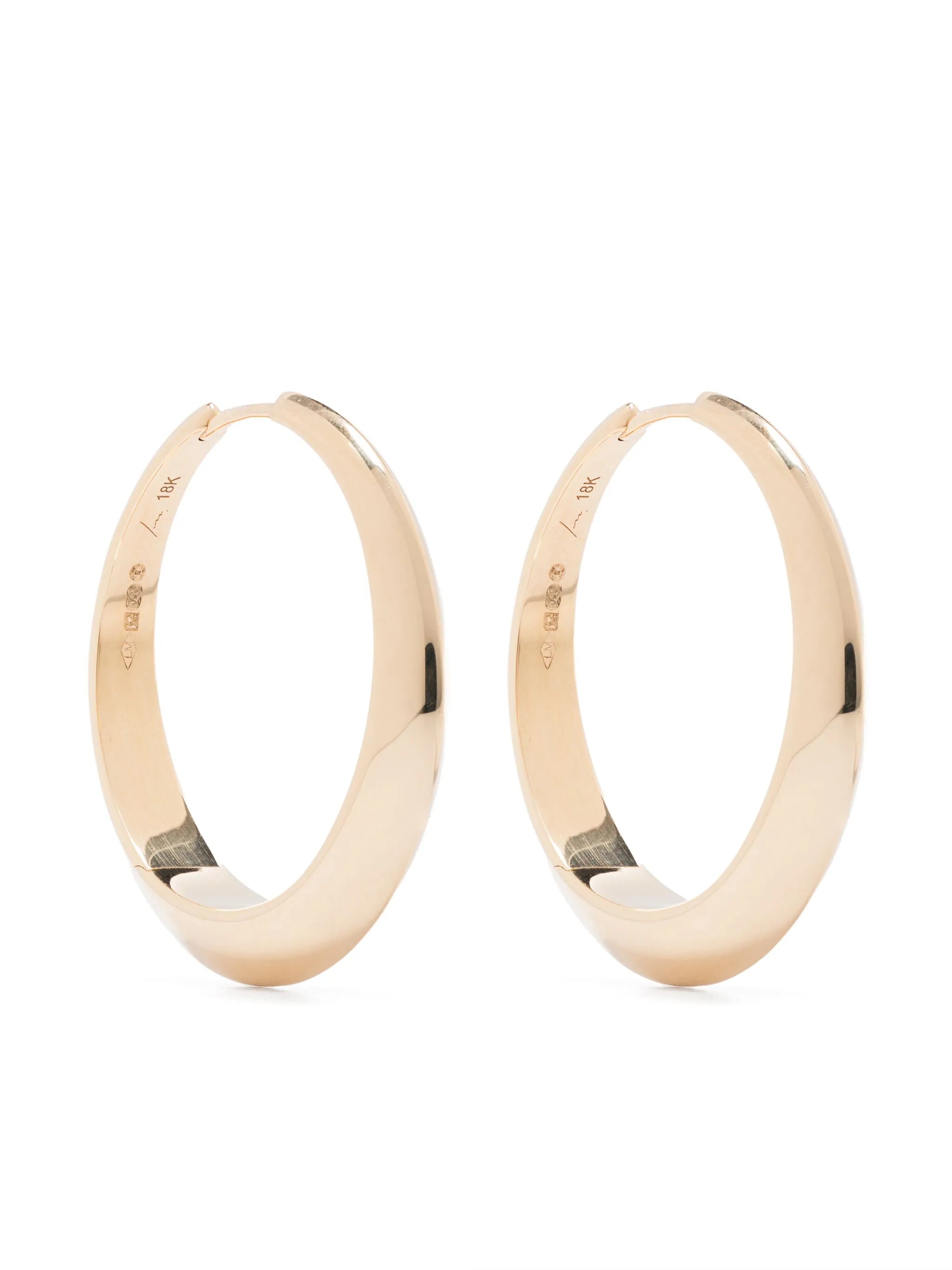 18CT yellow gold XL thin crescent hoop earrings