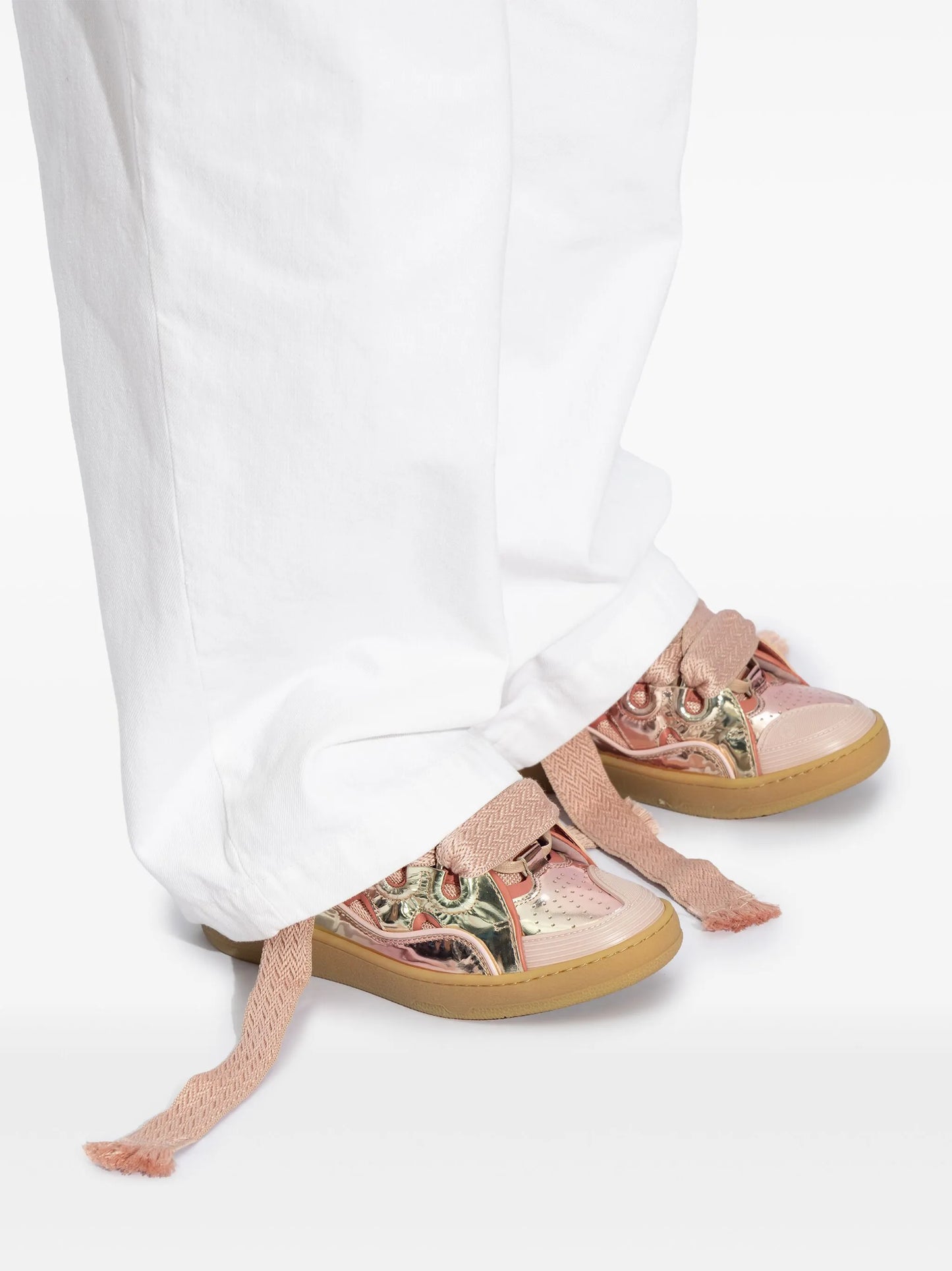 Curb metallic leather sneakers