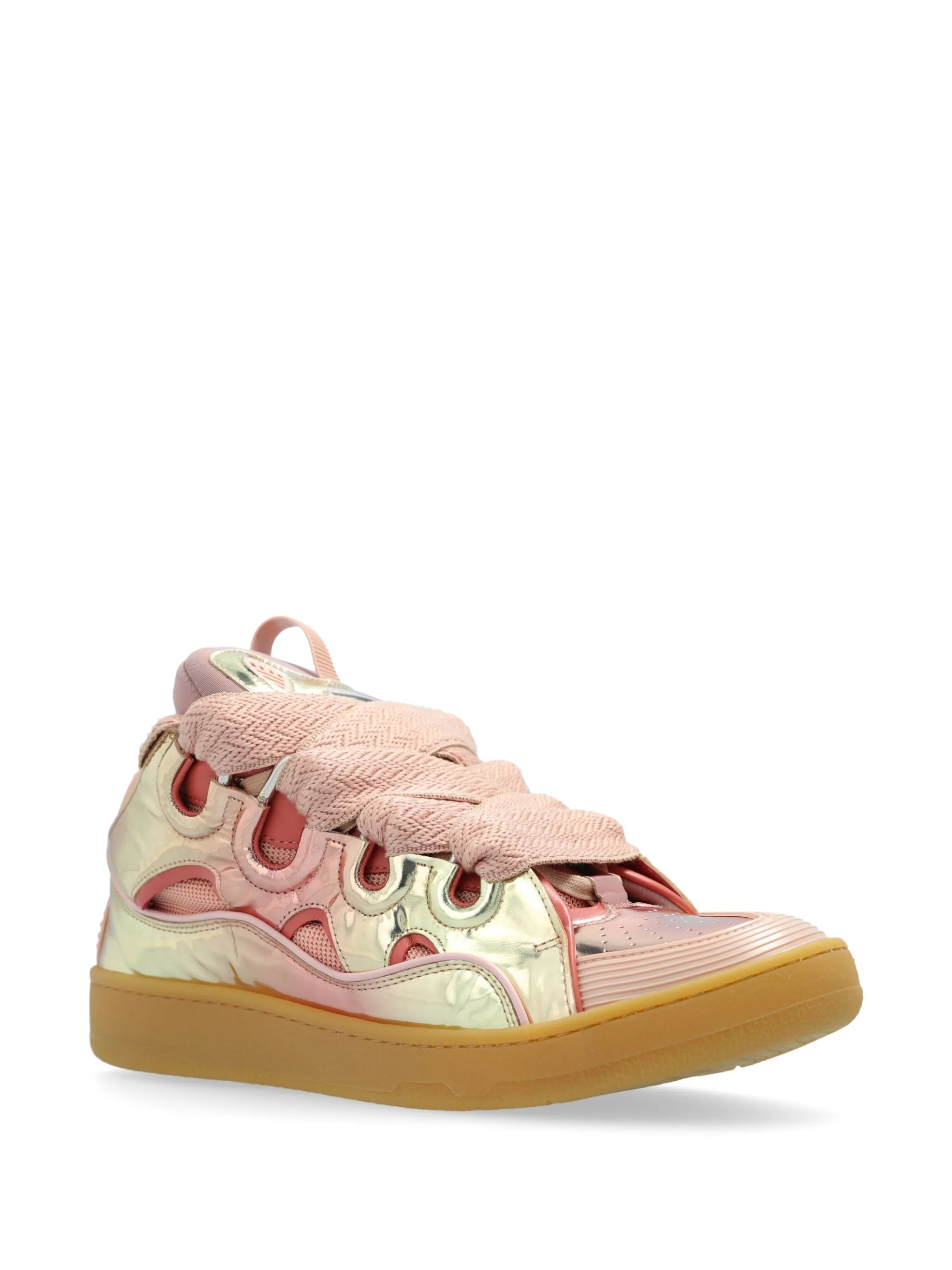 Curb metallic leather sneakers
