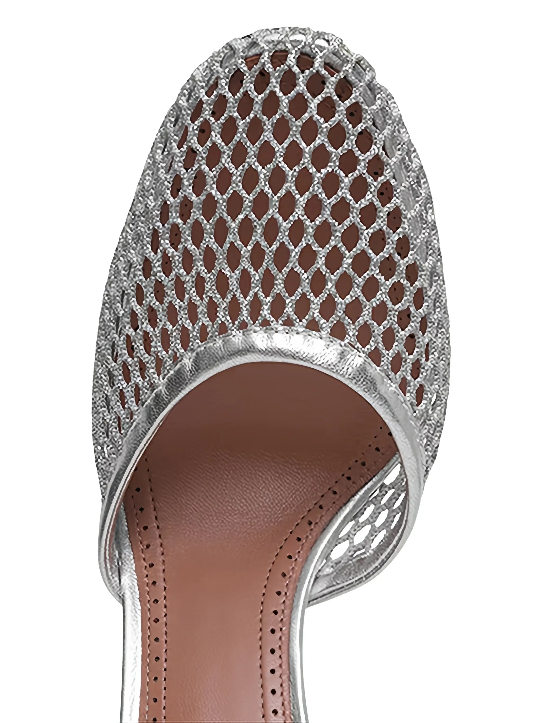 netted leather pumps