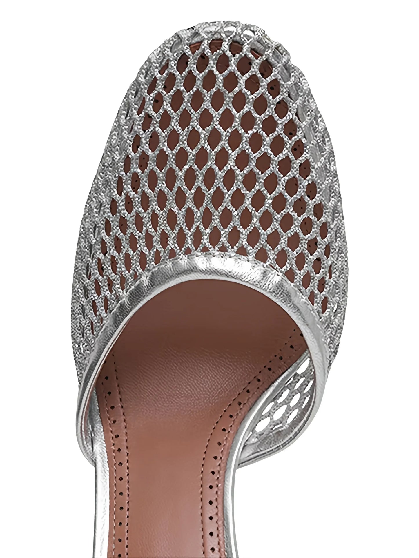 netted leather pumps