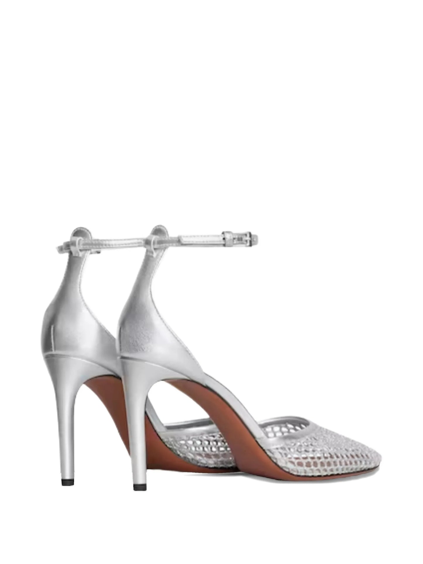 netted leather pumps