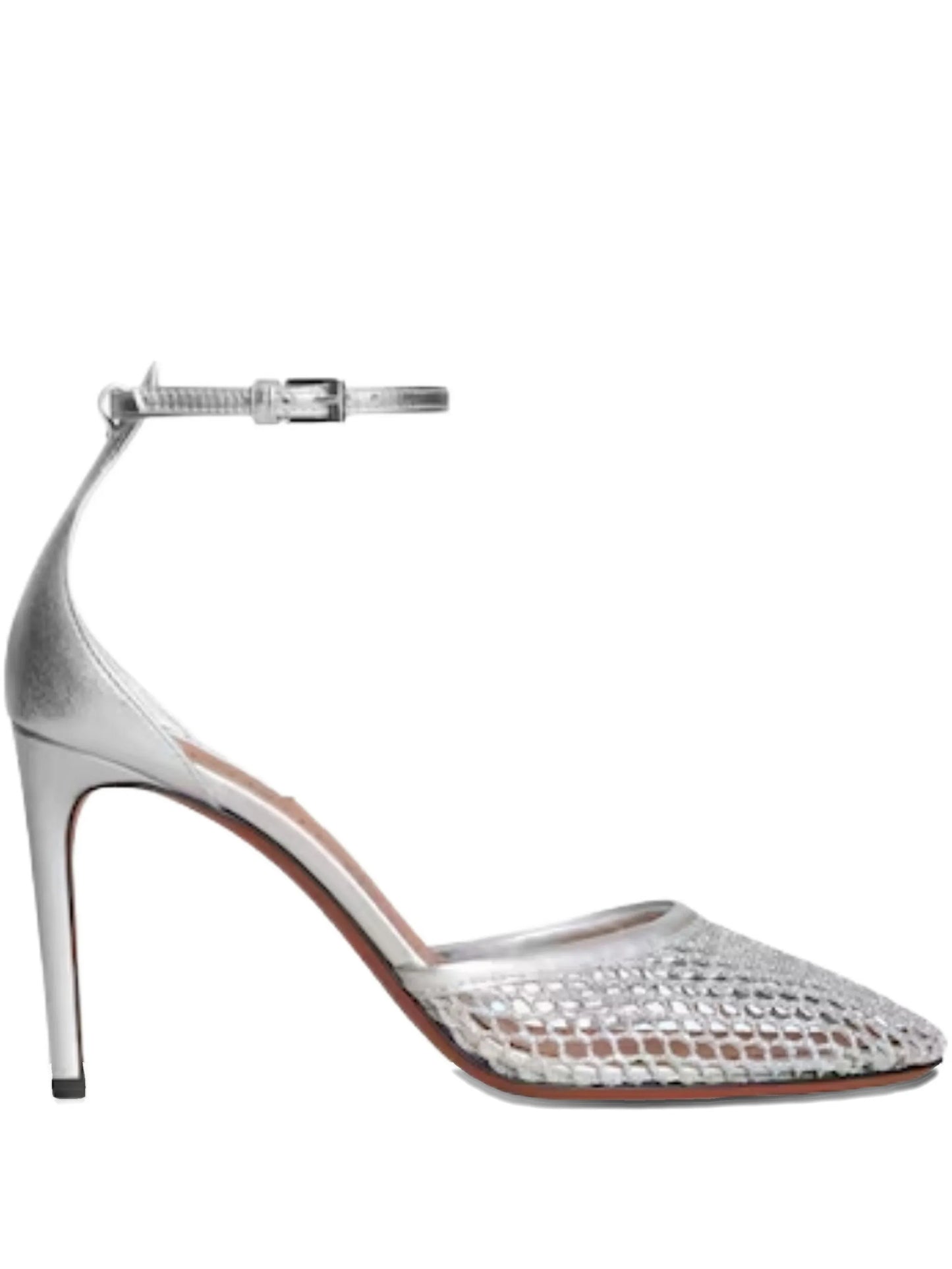 netted leather pumps