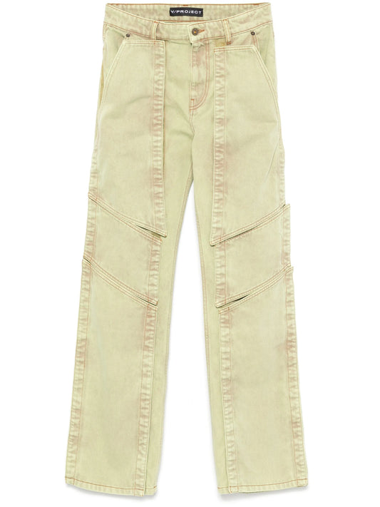 panelled straight jeans