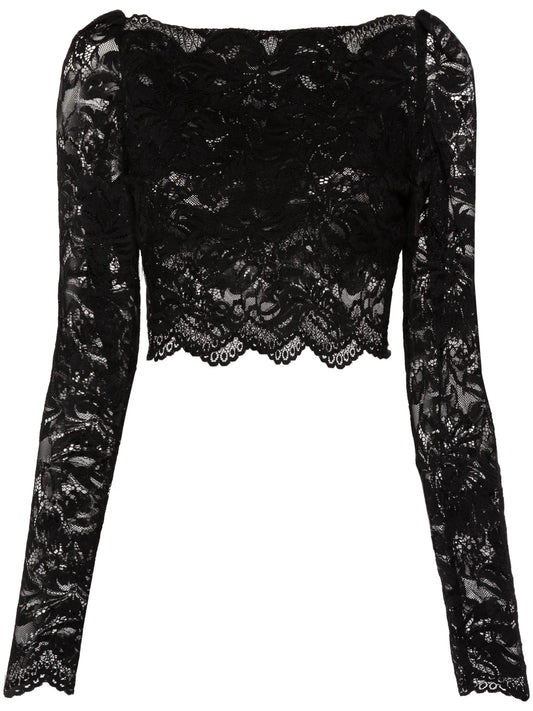 floral-lace cropped top