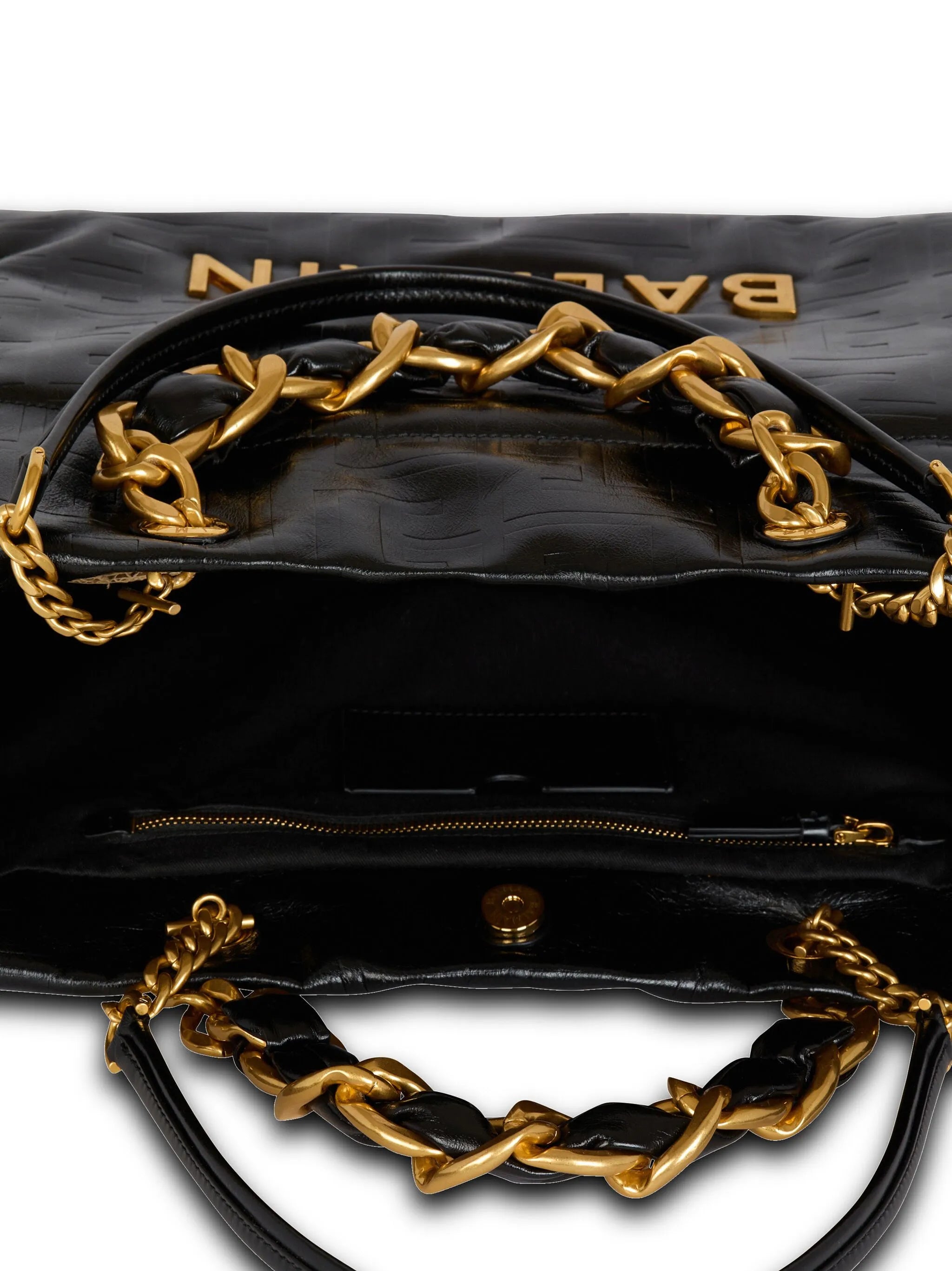 monogram-embossed chain-link tote bag